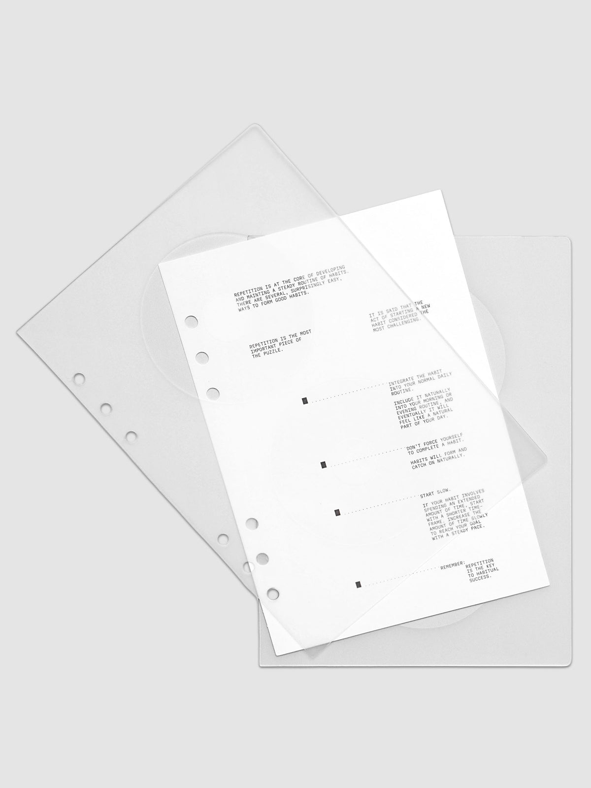 On Repeat Planner Cover + Dashboard Set shown in size A5, pre-punched for 6-ring binders.
