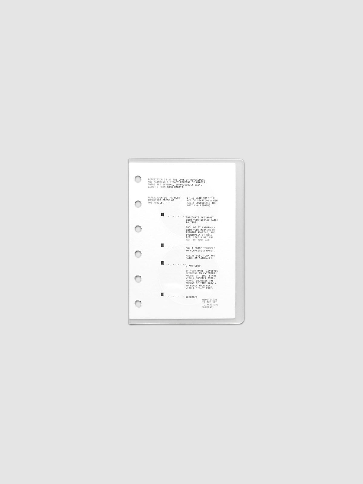 On Repeat Planner Cover + Dashboard Set shown in size Pocket, pre-punched for 6-ring binders.