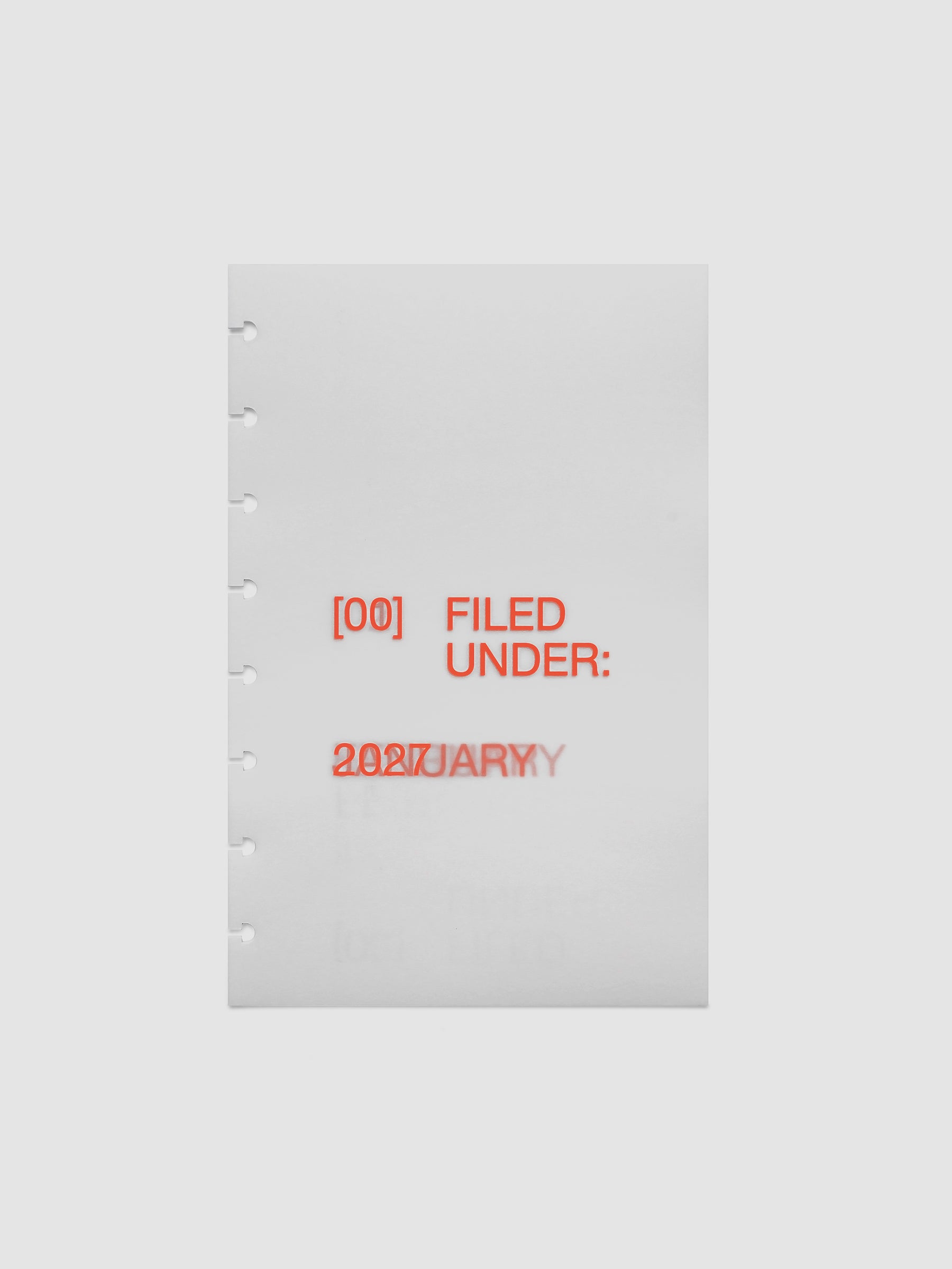2027 Front + Monthly Dashboard Overlays, Saffron, Half Letter 8-Disc Punch, full set of 13 vellum overlays shown stacked together