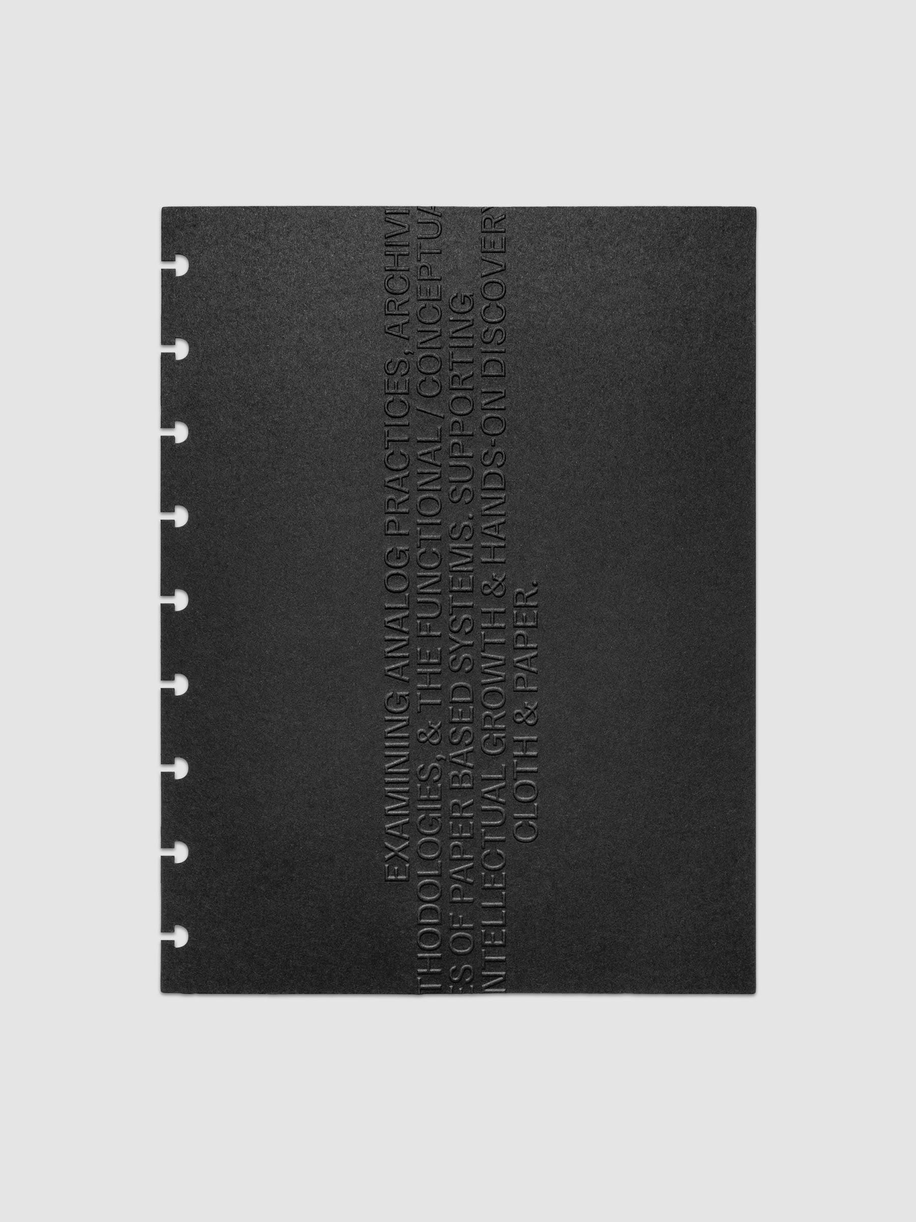 Black embossed Analog Embossed Planner Dashboard without the drop card shown in size HP Classic 9-Disc Punch.