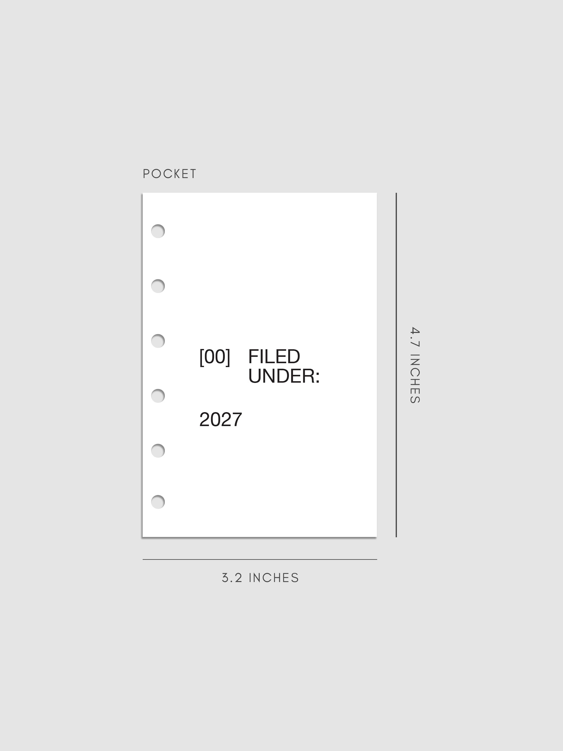 2027 Front + Monthly Dashboard Overlays, Avant Garde, Pocket 6-Ring Punch, set of 13 translucent vellum overlays including a front cover overlay and 12 monthly dashboards printed in black ink