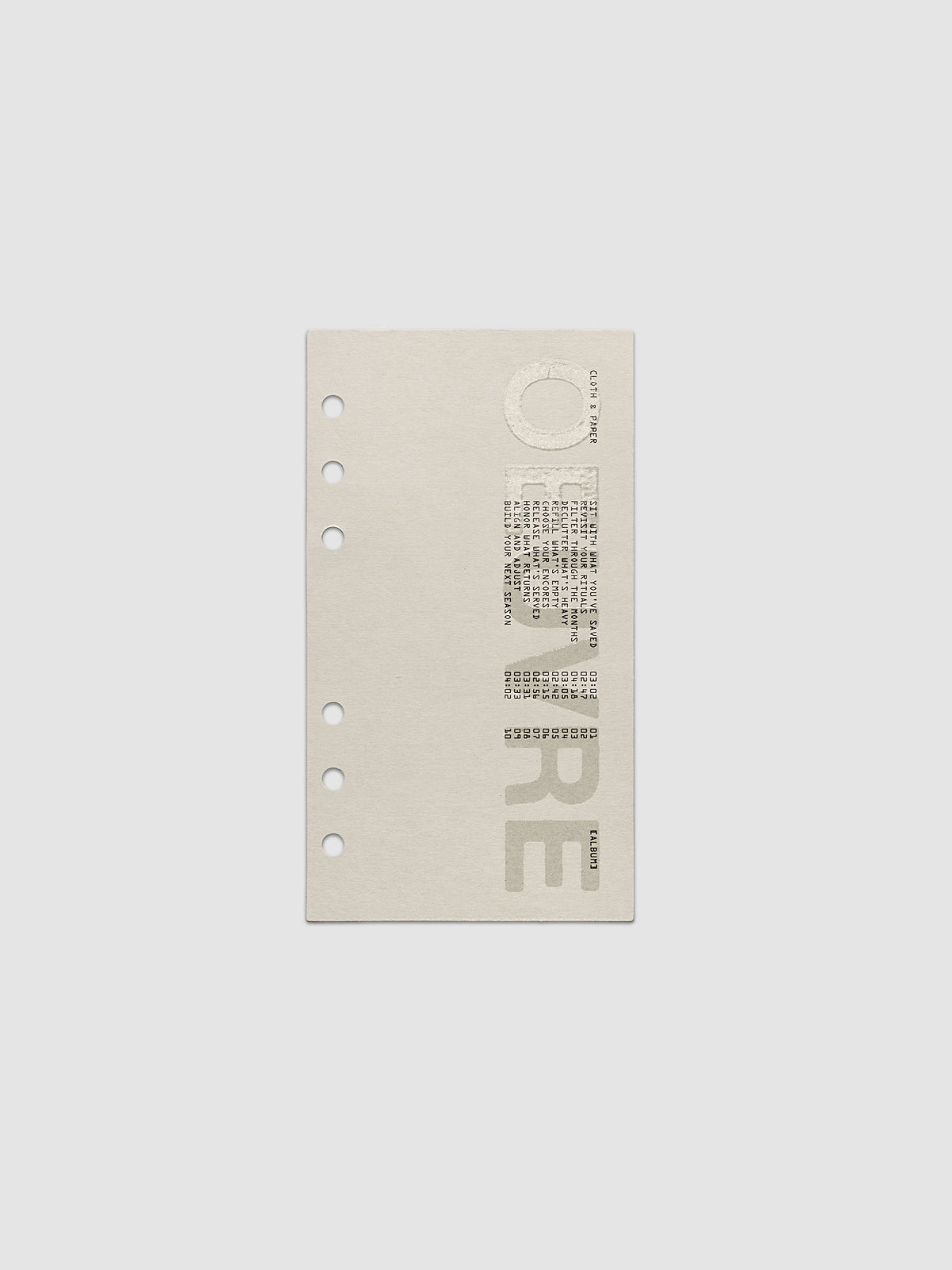 Oeuvre Planner Dashboard in Personal 6-Ring Punch size