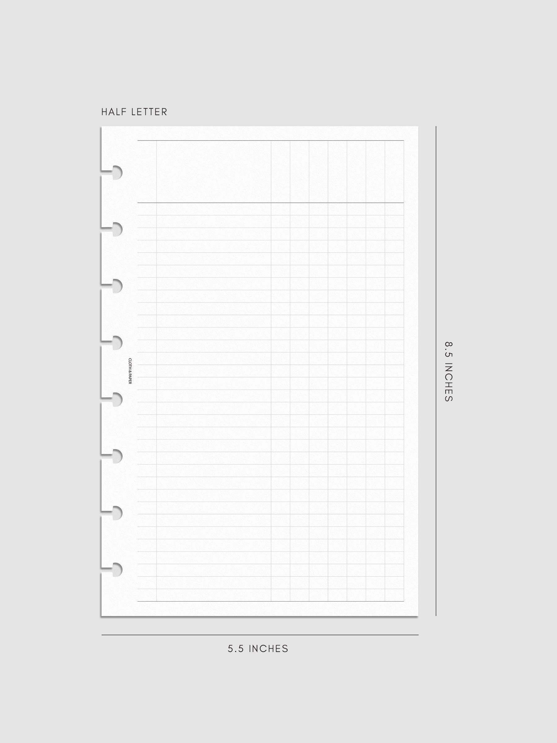 Digital mockup of the Inbox Sorting Planner Inserts shown in size Half Letter.