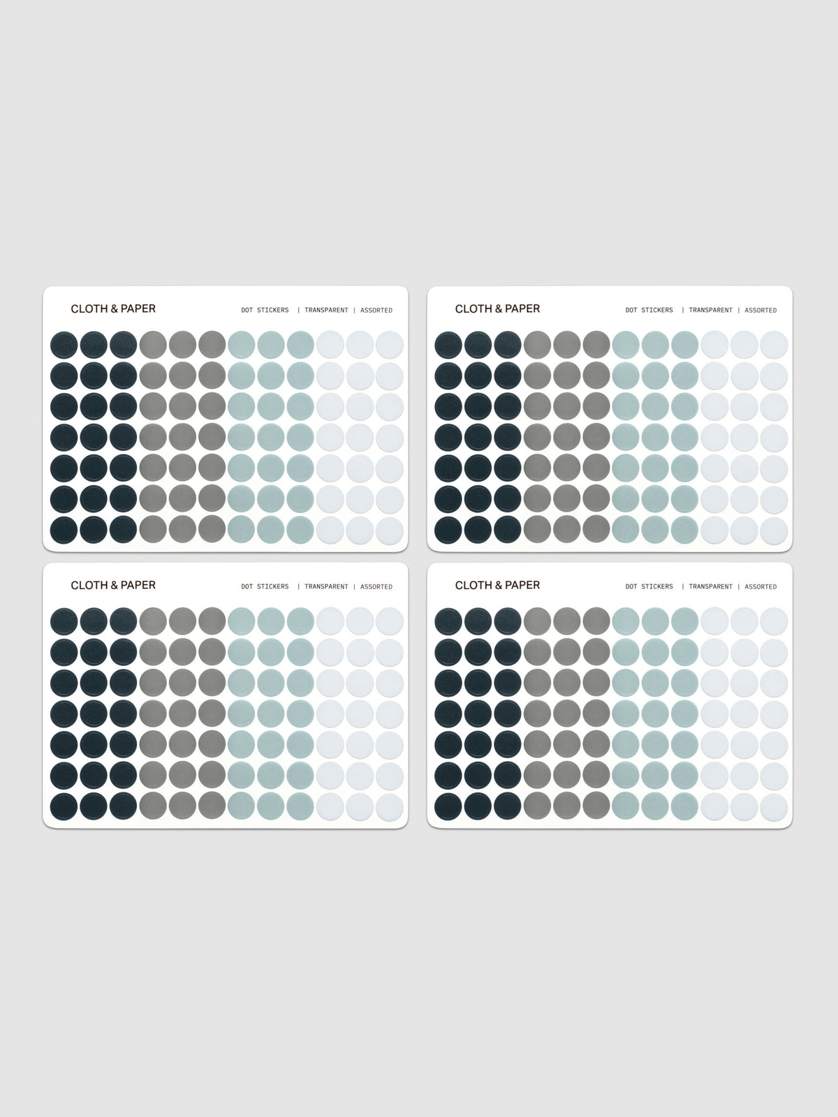 Four sheets of Dot Stickers | Small | Apollo | Stone | Smoked Salt | Aspen