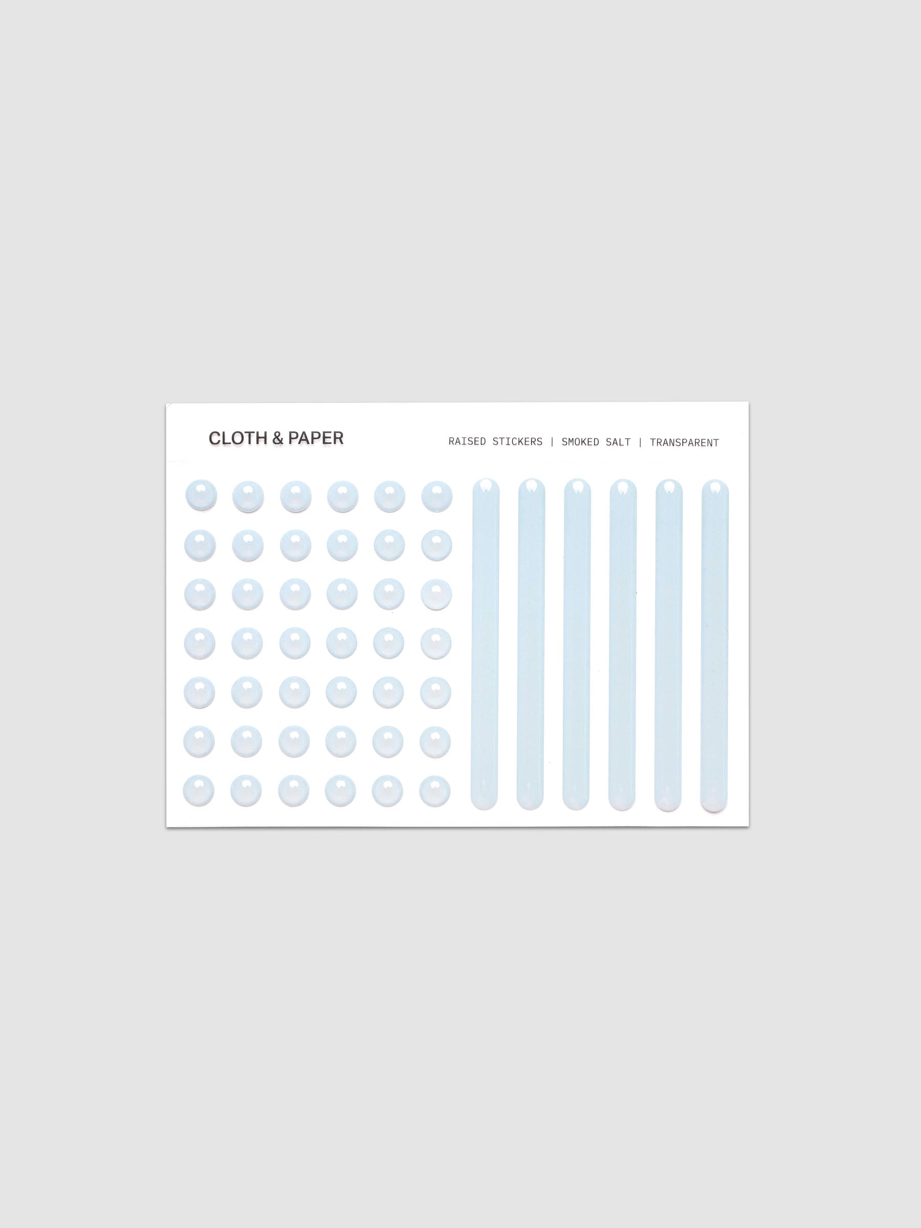 Single sheet from the Raised Sticker Set in the color Smoked Salt (blue).