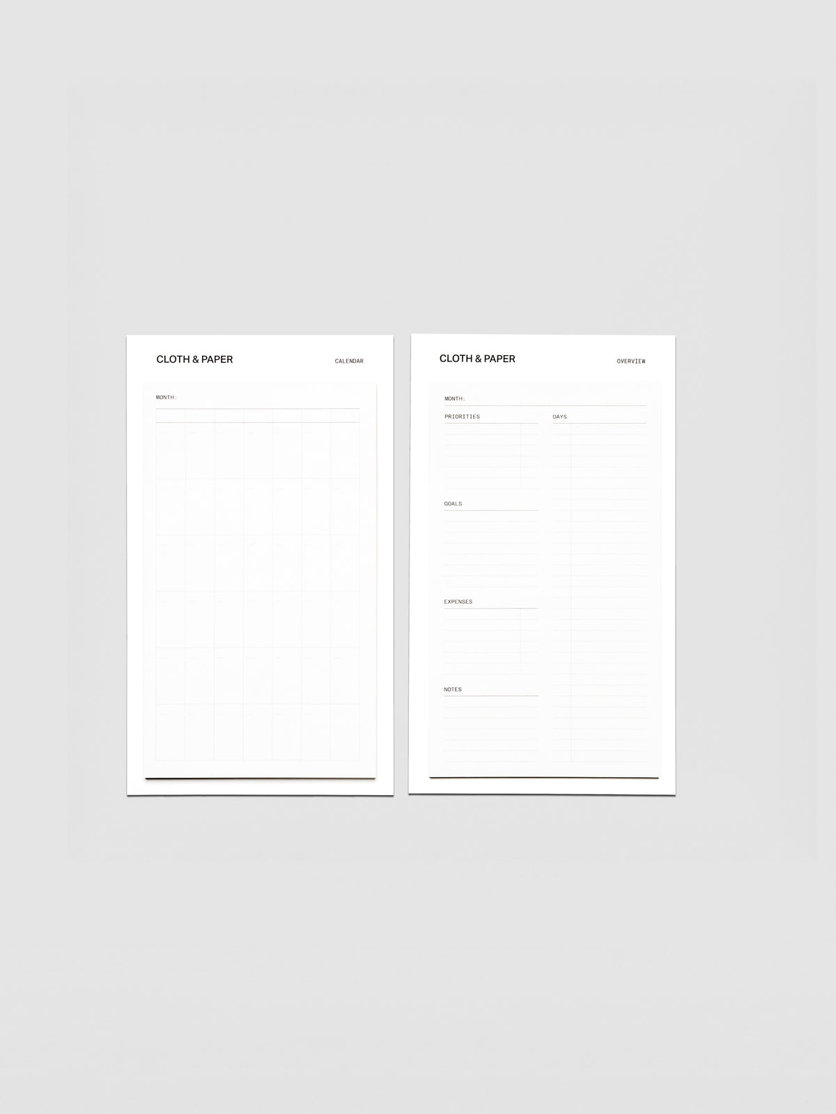 Monthly overview large sticky notes set shown side-by-side in size CP Petite