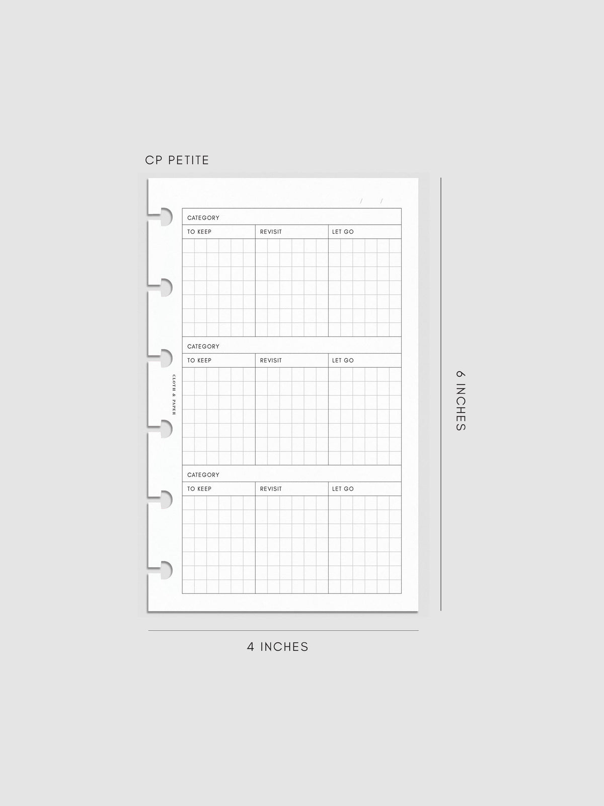 Declutter Planner Inserts mockup in size CP Petite.