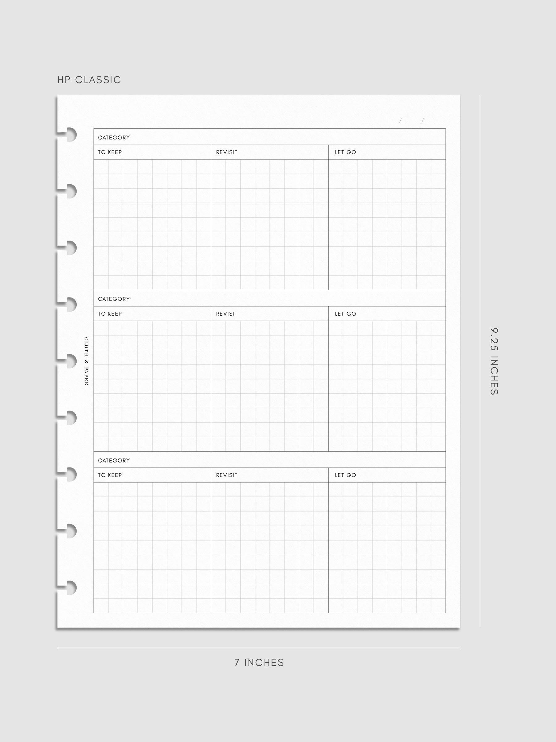 Declutter Planner Inserts mockup in size HP Classic.