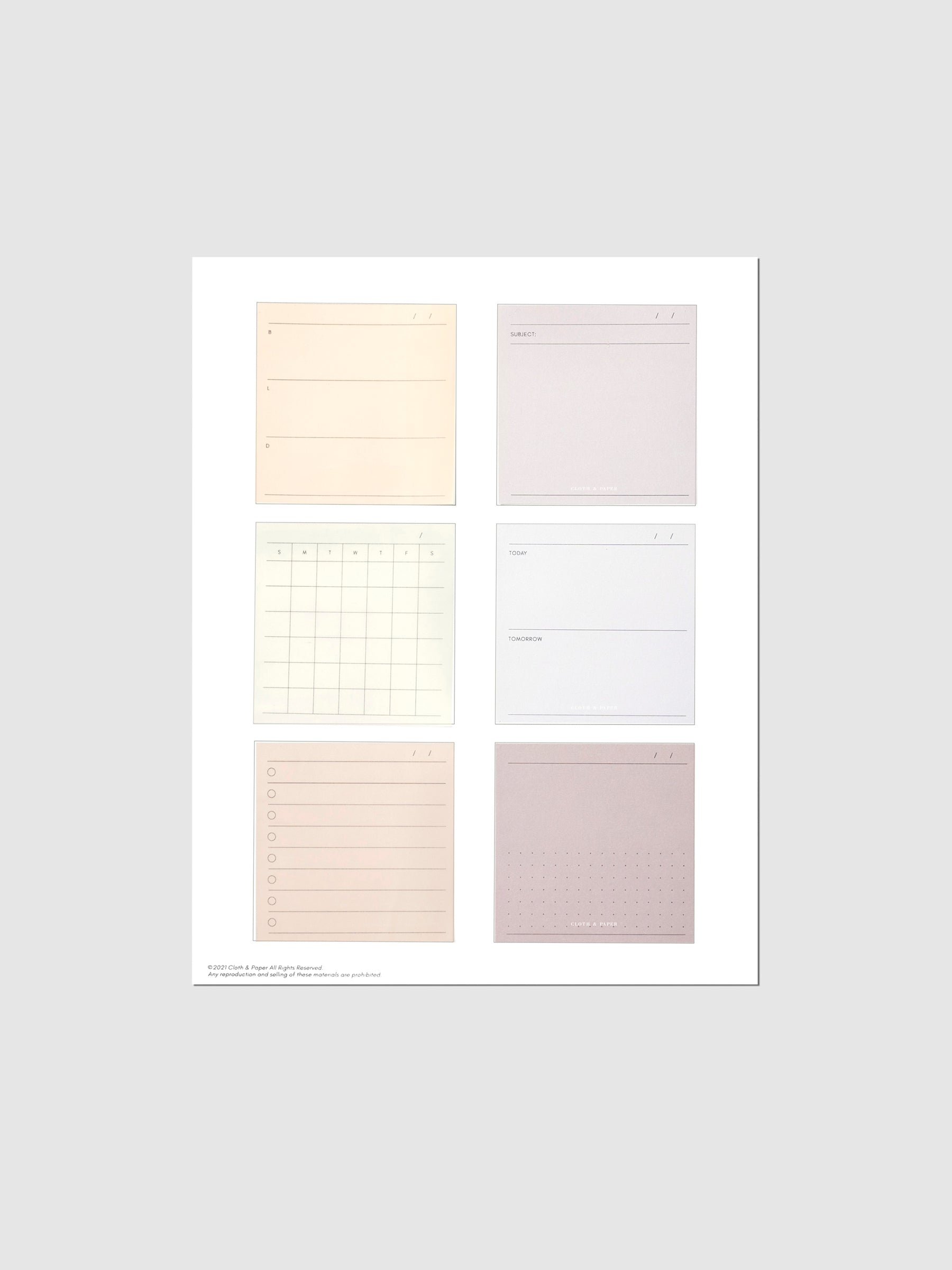 3x3 Sticky Note Printable-Essentials displayed on a neutral background.