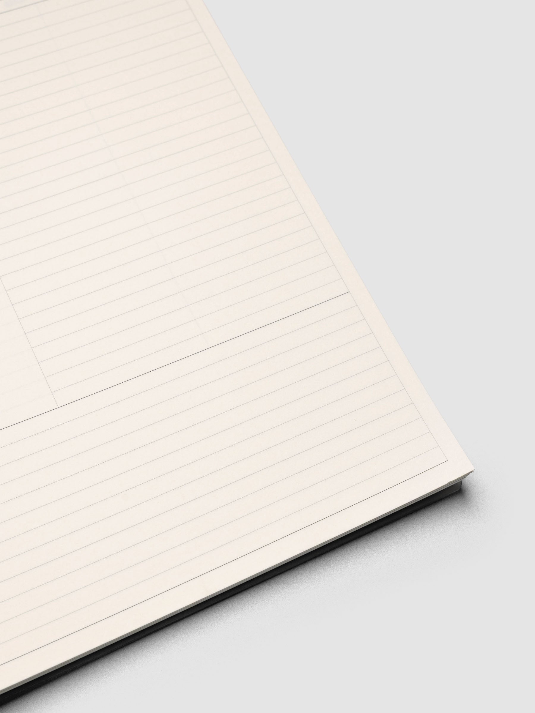 Spiral Notebook in size HP Classic and color Apollo (blue) with Column Note interior layout shown open displaying lined note sections.