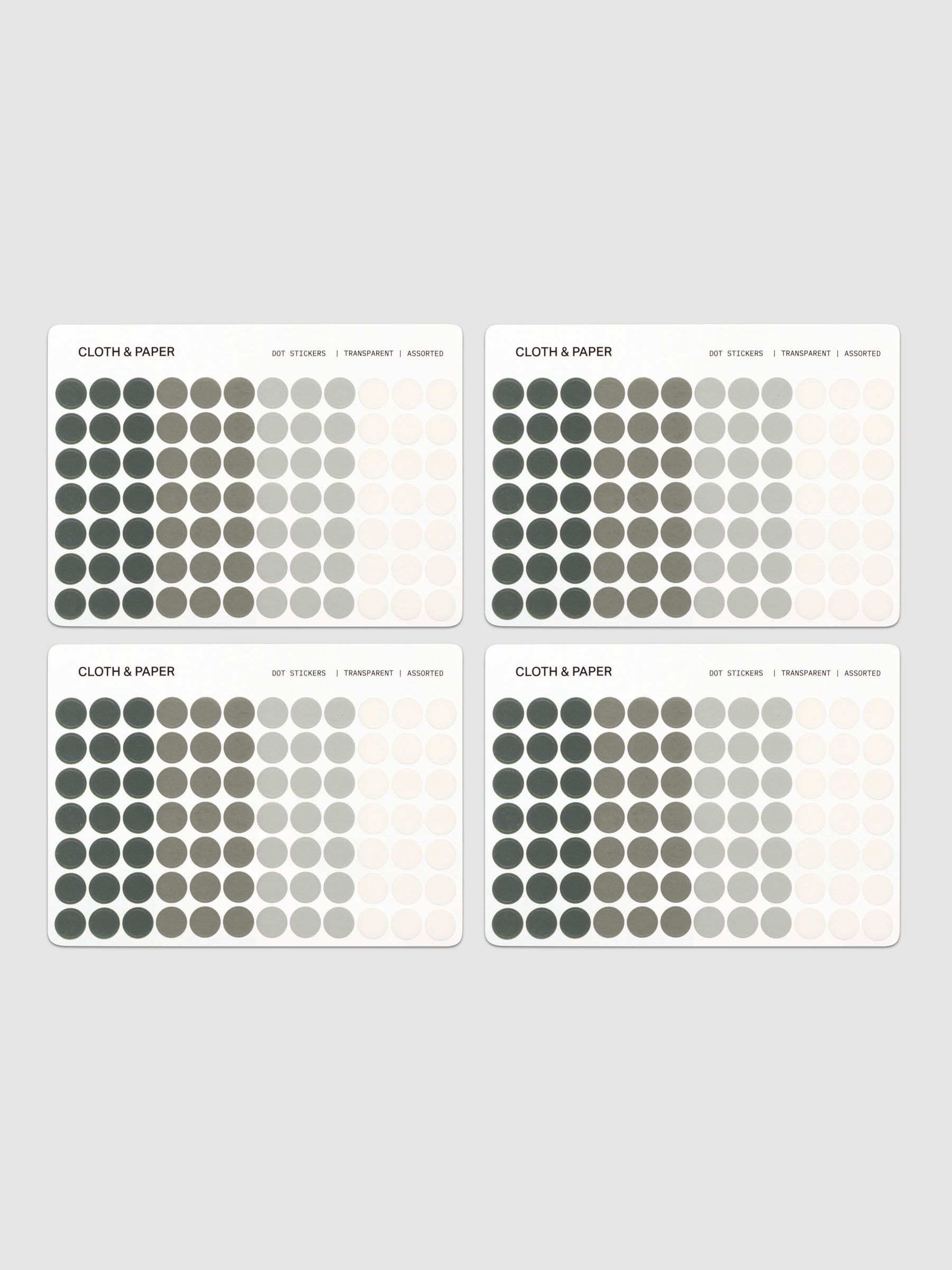 Four sheets of Dot Stickers | Small | Nori | Cortado | Ristretto | Angora