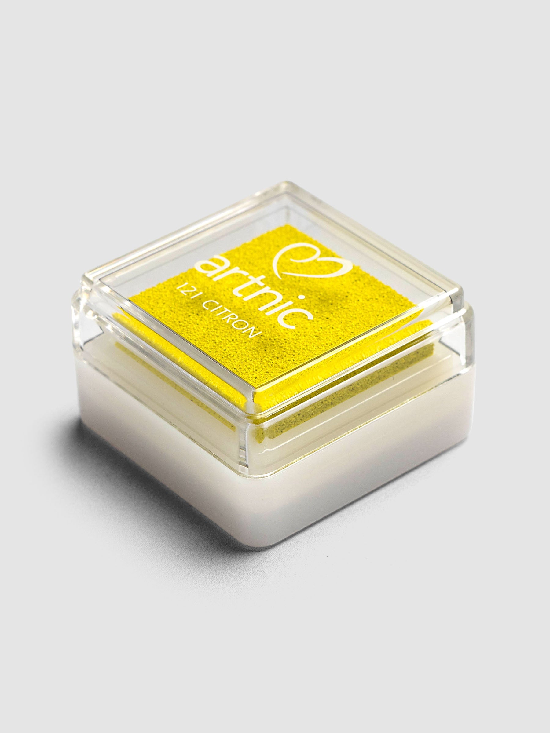 Artnic Stamp Ink Pad in citron seen from above with cover removed