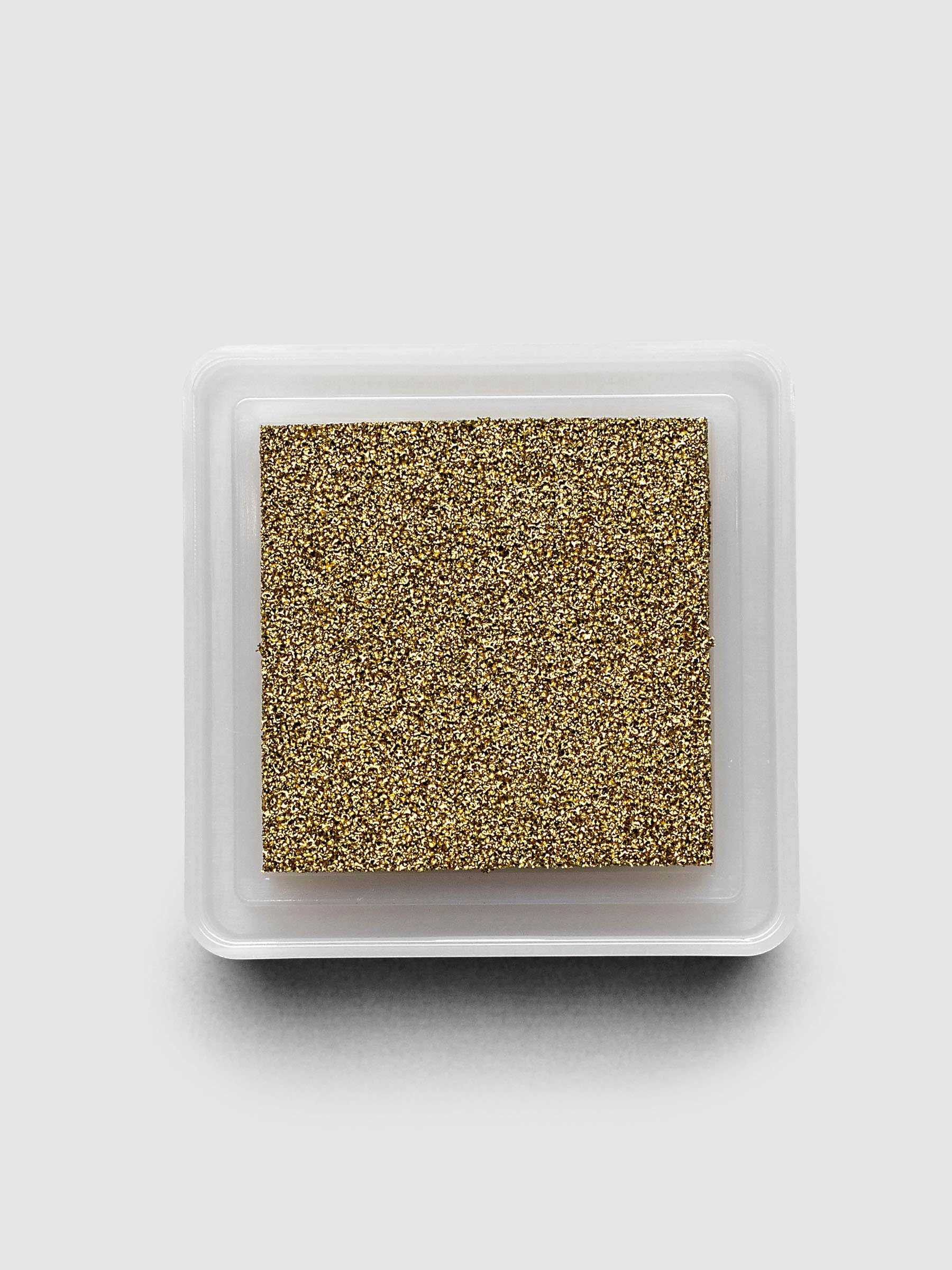 Artnic Stamp Ink Pad in gold seen from the side with cover on