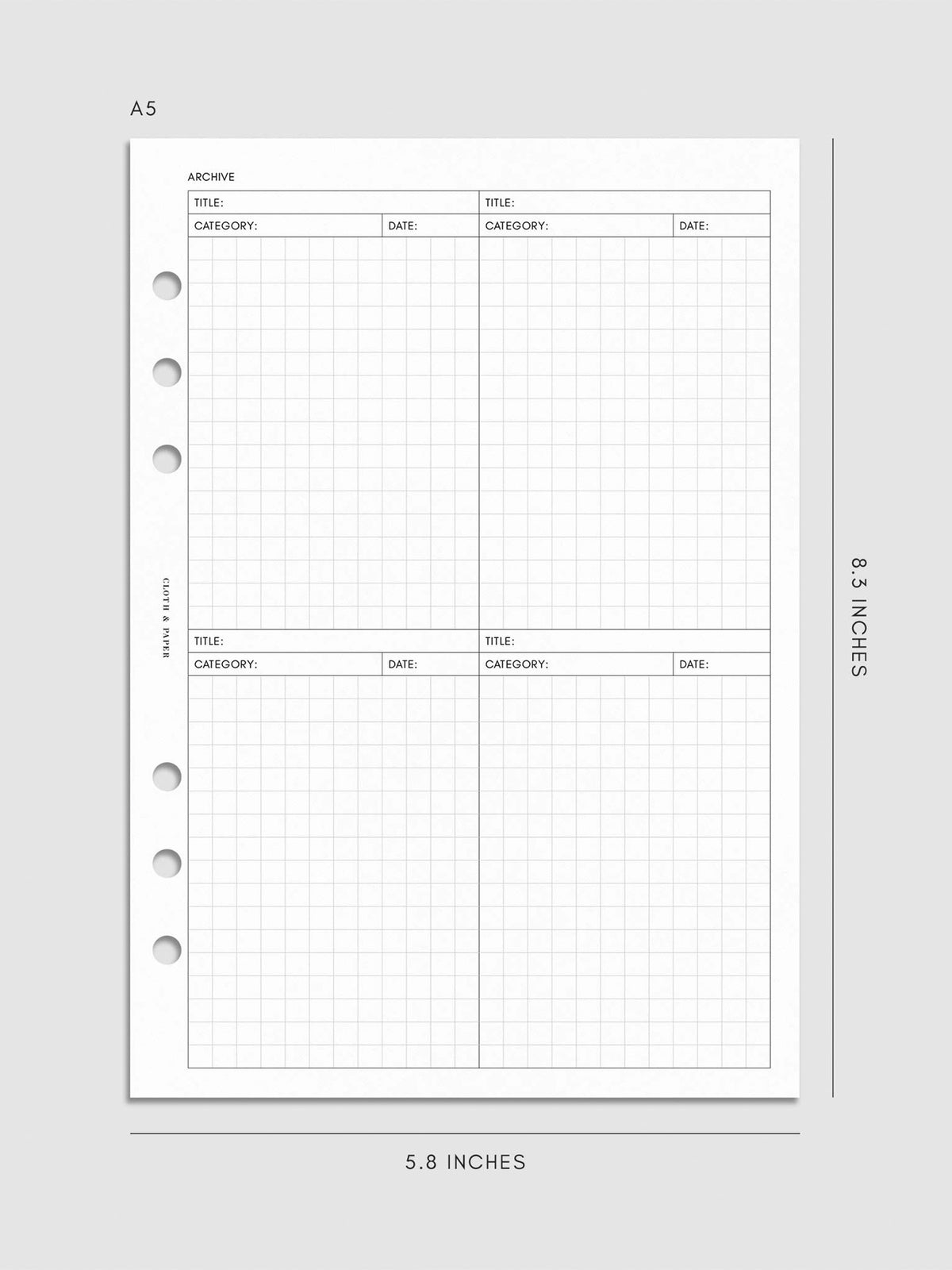 Digital mockup of insert in A5.