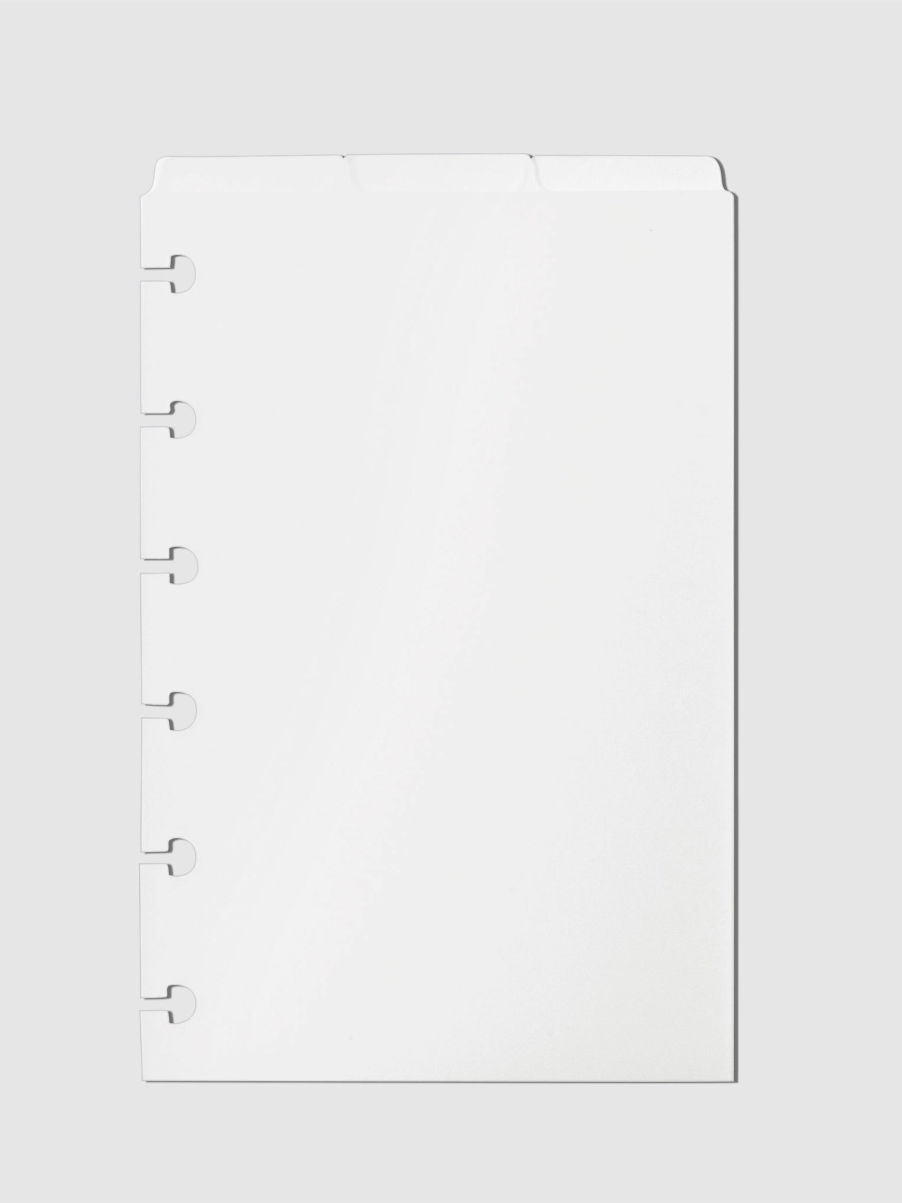 Blank Top Tab Planner Dividers, Low Profile, Matte, CP Petite size. Cloth and Paper. Dividers displayed on a neutral background.