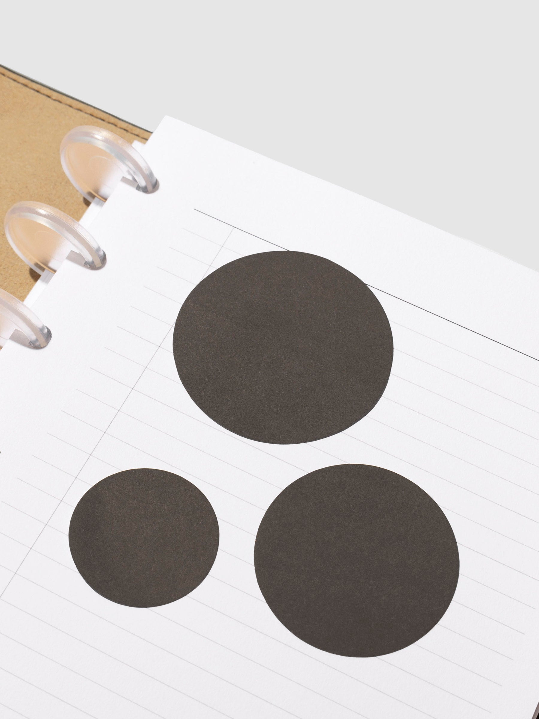 Stickers in use inside a leather planner. Color shown is Avant Garde.