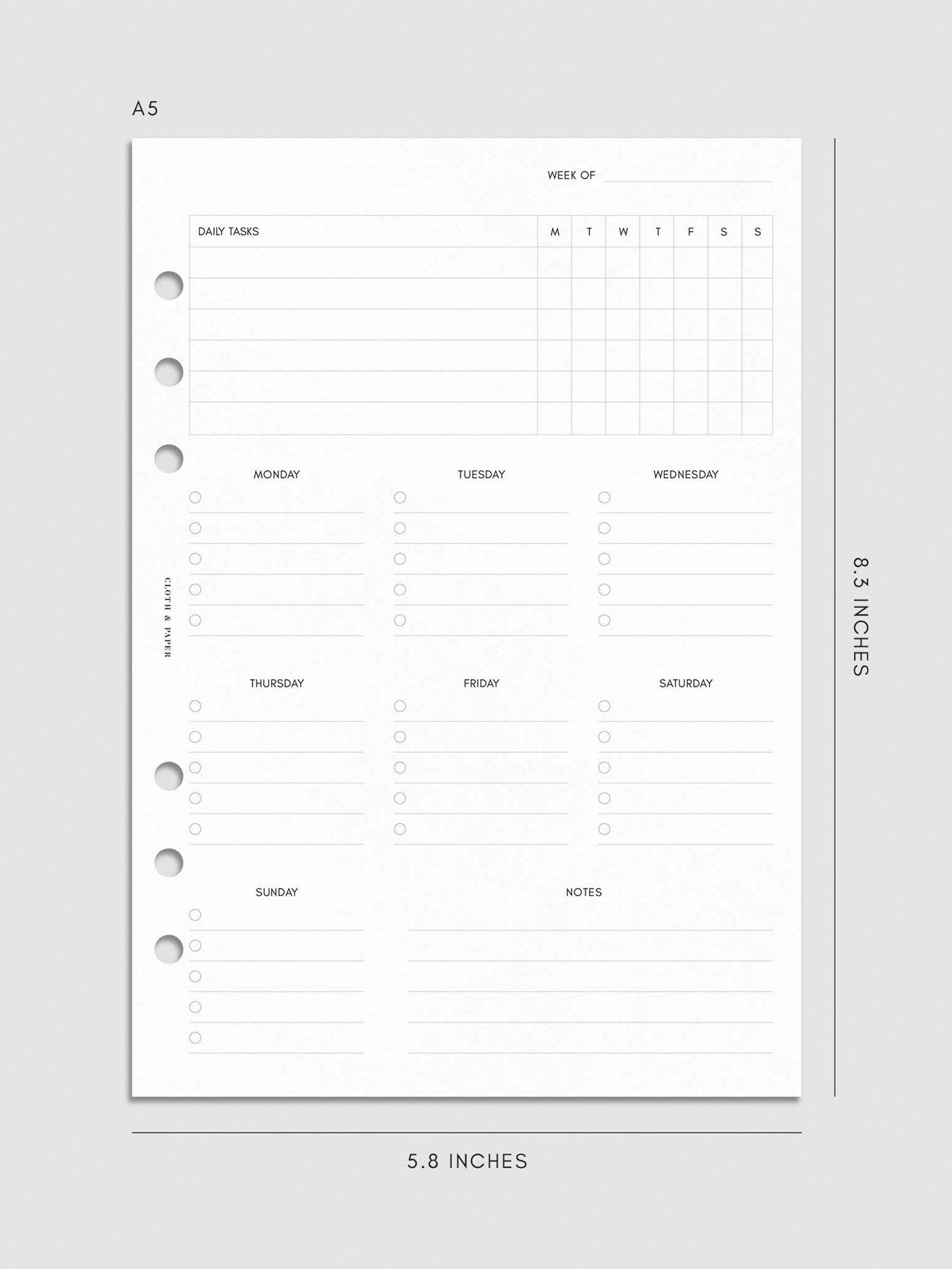 Digital mockup of insert in A5.