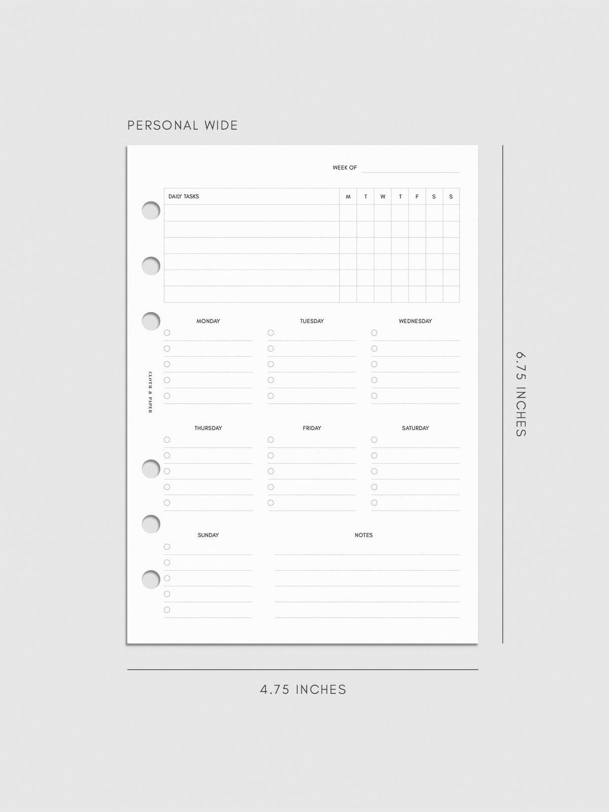 Digital mockup of insert in Personal Wide.