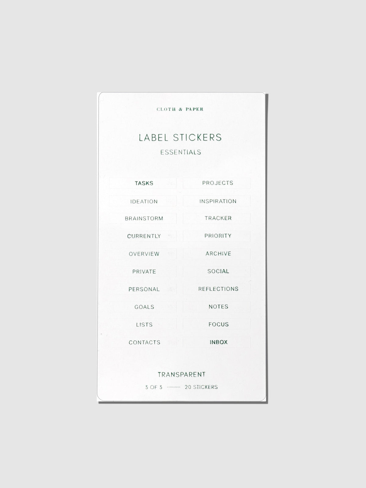 Stickers displayed on a neutral background. Sticker theme is essentials.