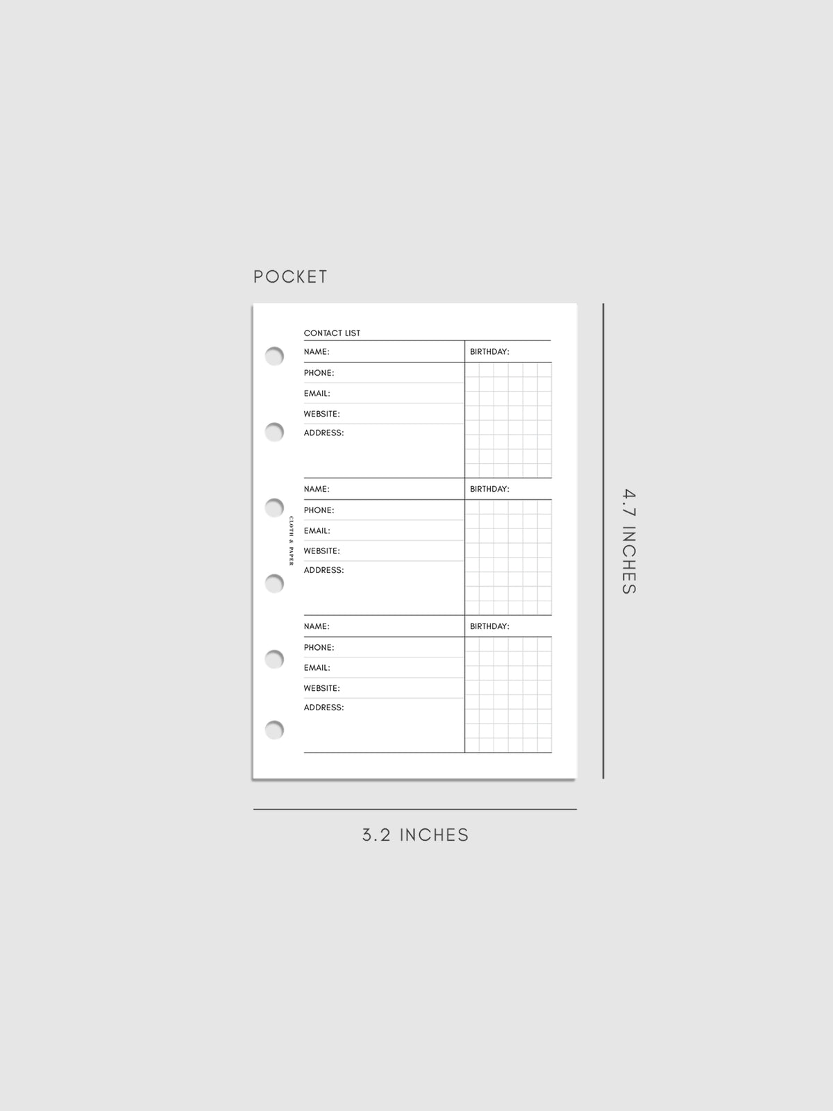 Contact List Planner Inserts | Refreshed Design