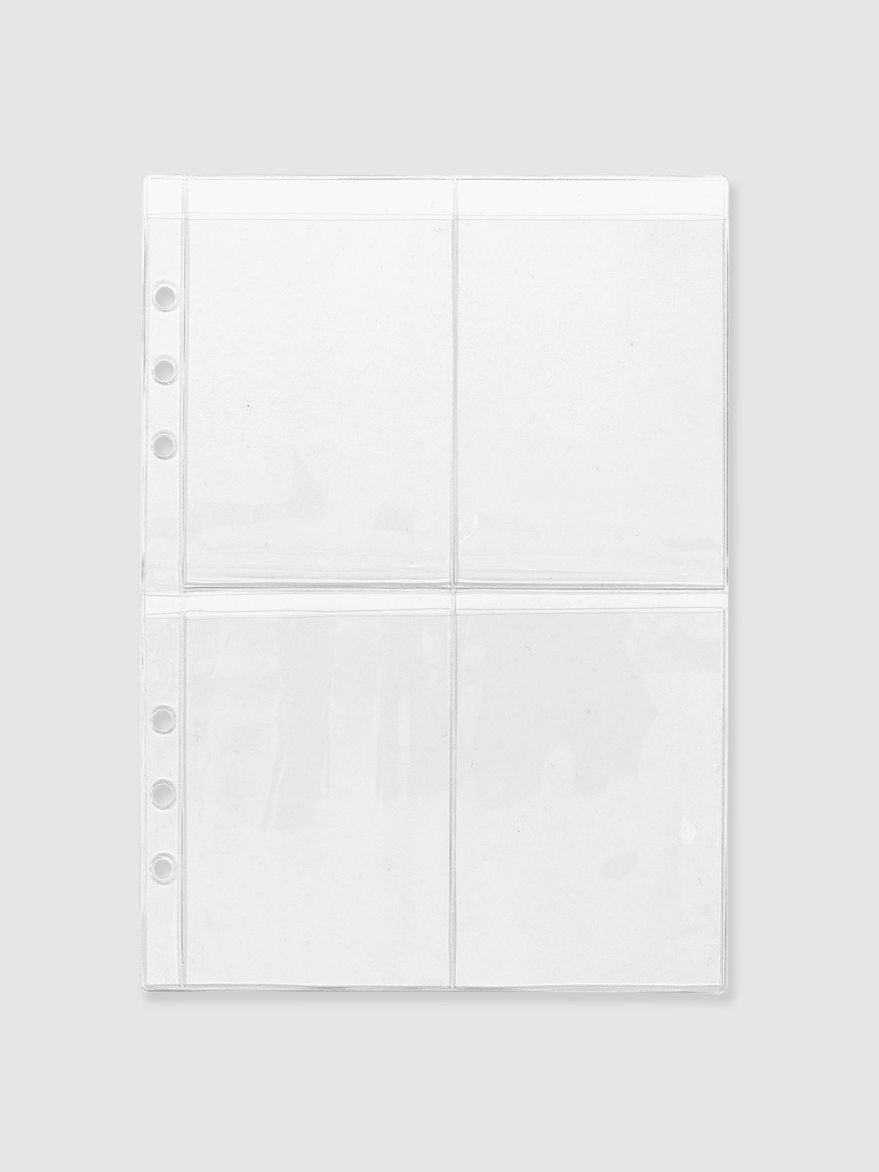 Crystal Clear Credit Card Holder, Cloth and Paper. Card holder displayed on a neutral background. Size shown is A5.