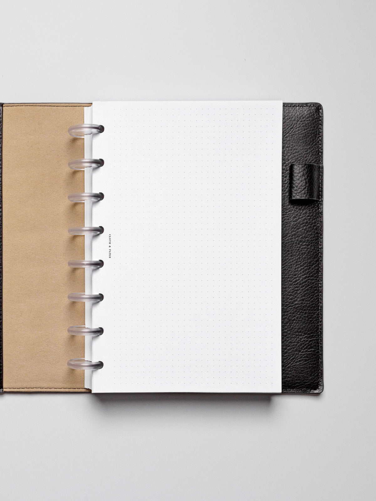 Insert in use inside a black leather planner.