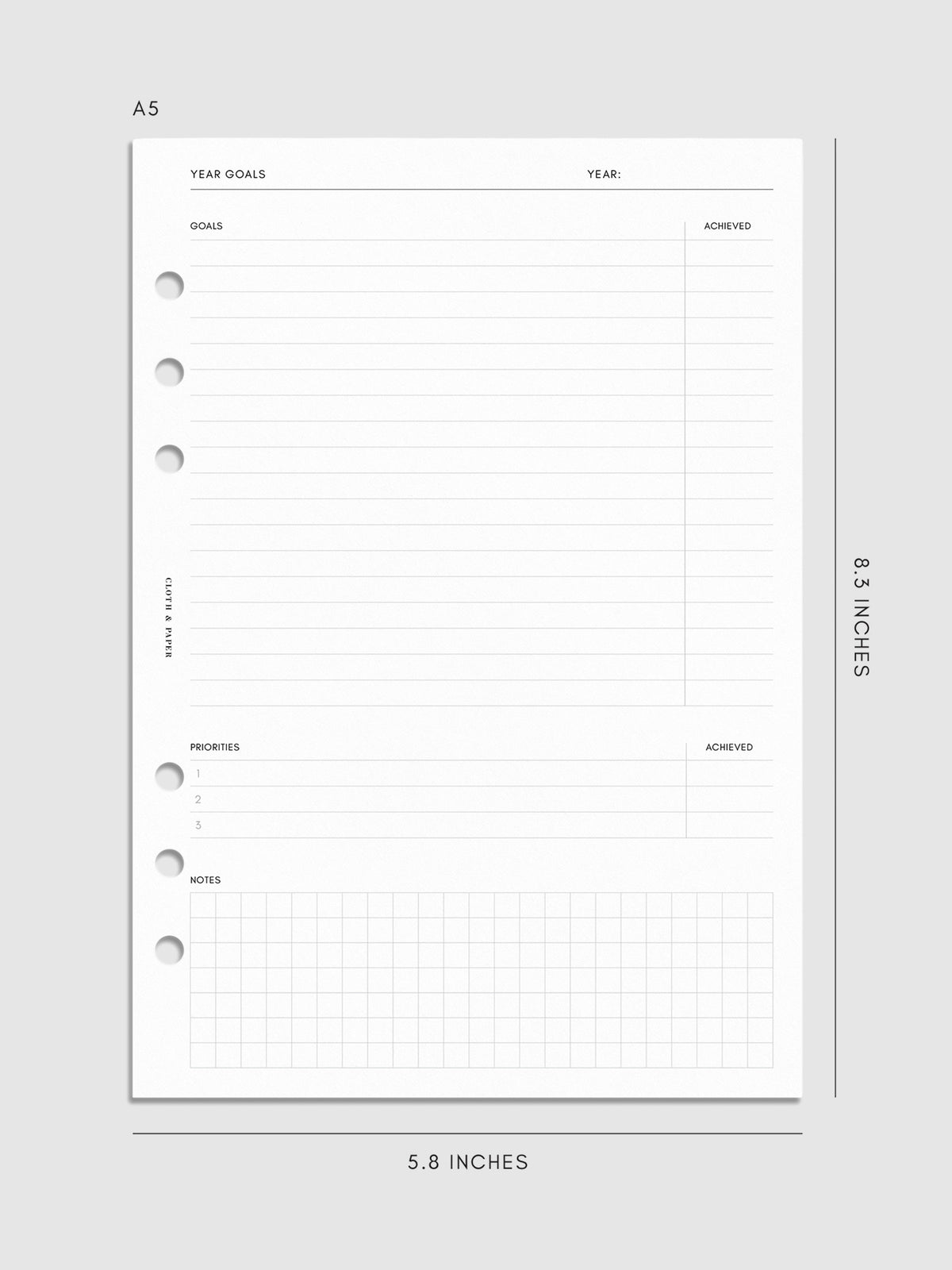 Digital mockup of insert in A5 sizing.