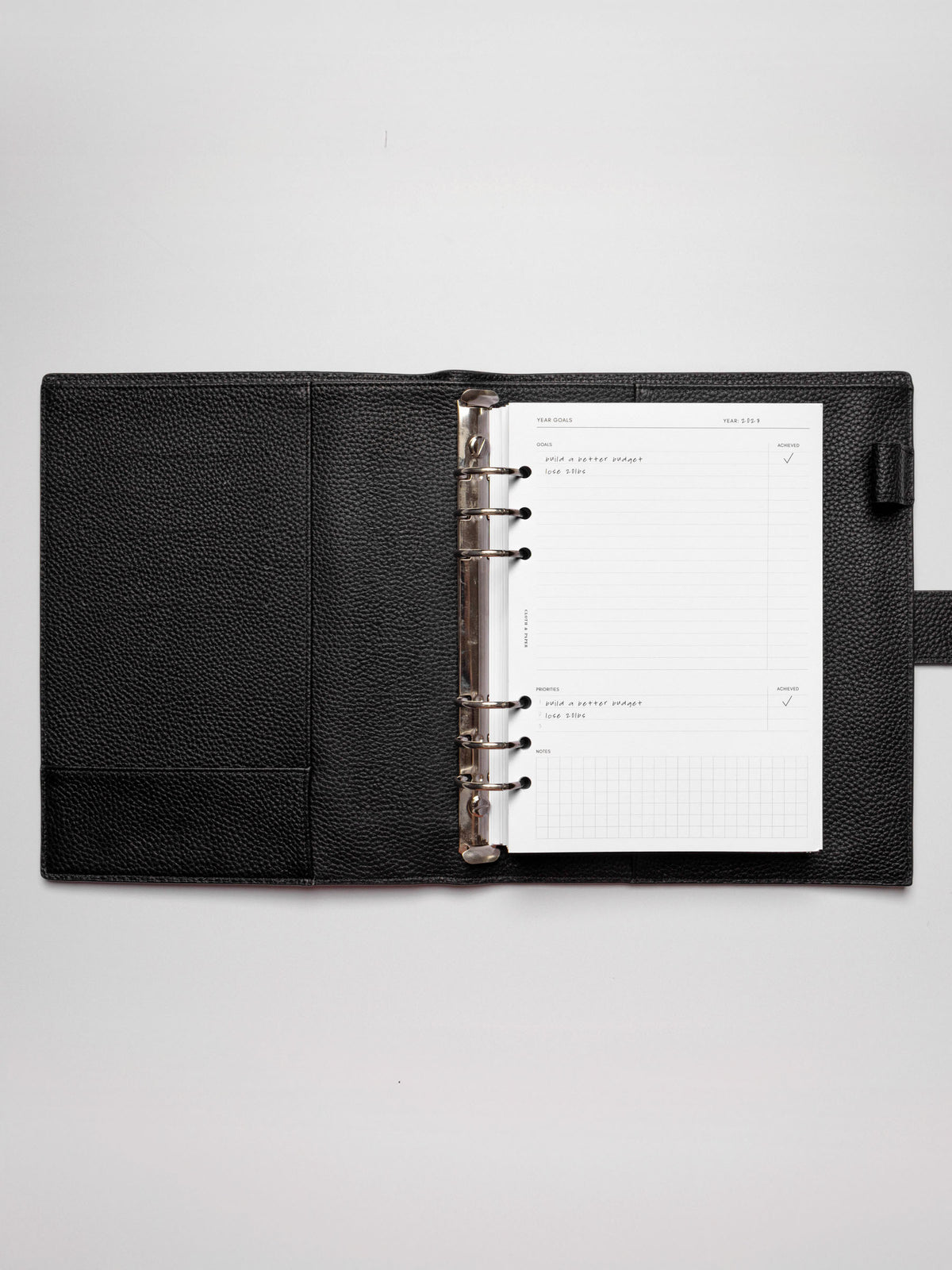 Insert in use inside a discbound planner system. Size shown is A5.