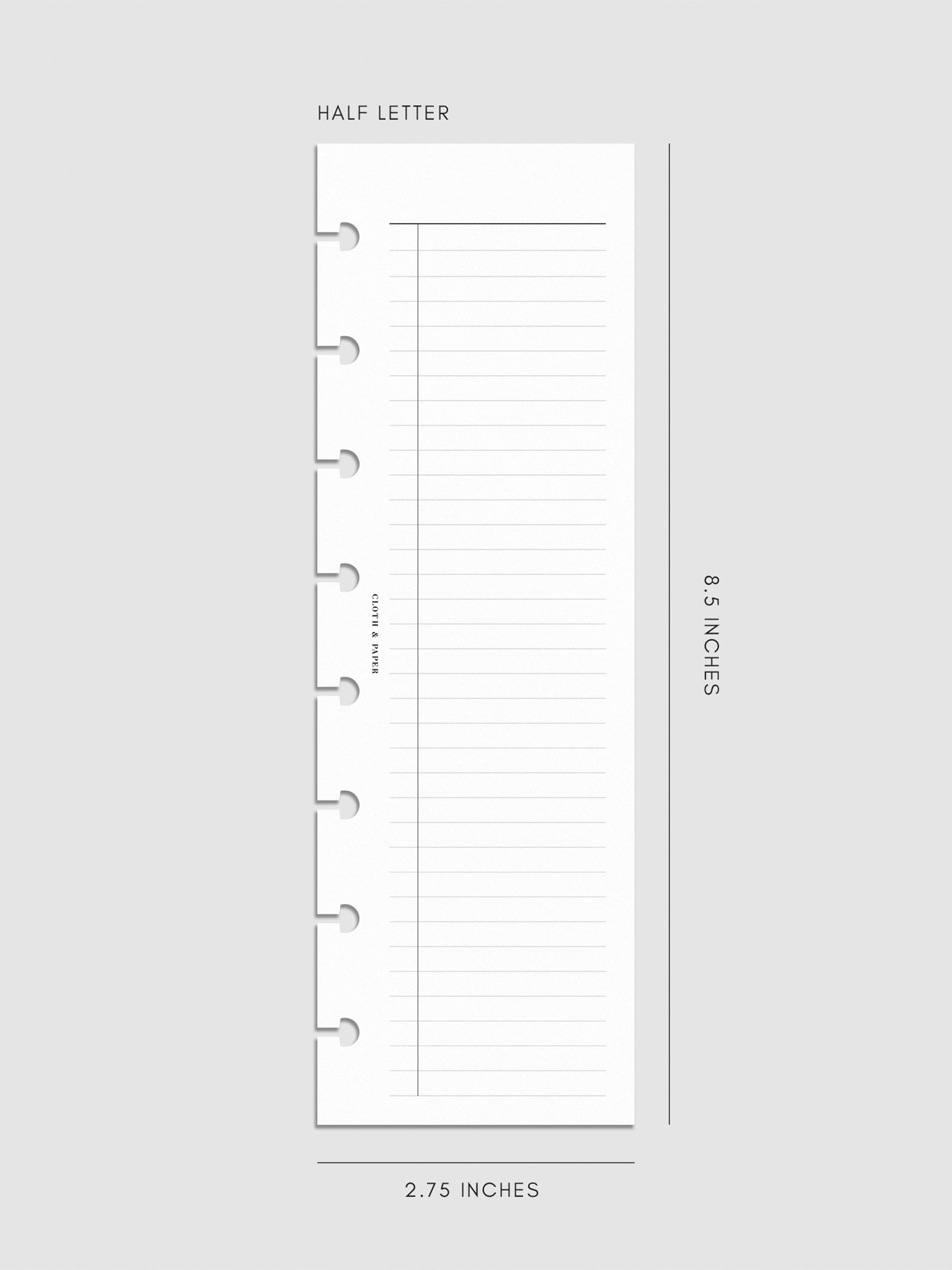 Digital mockup of insert in Half Letter sizing.