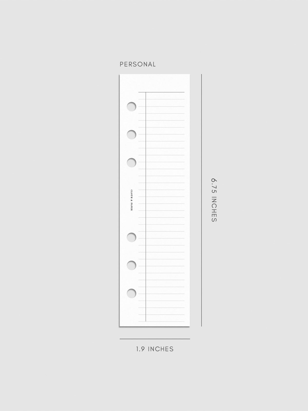 Digital mockup of insert in Personal sizing.