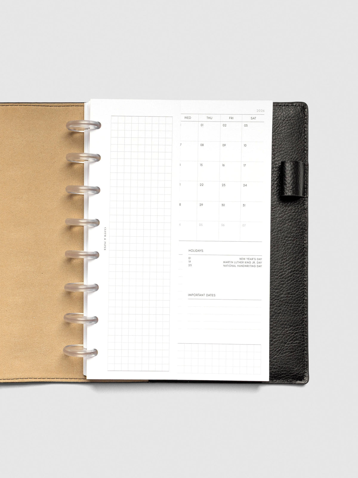 Insert in use inside a discbound planner system. Size shown is A5.