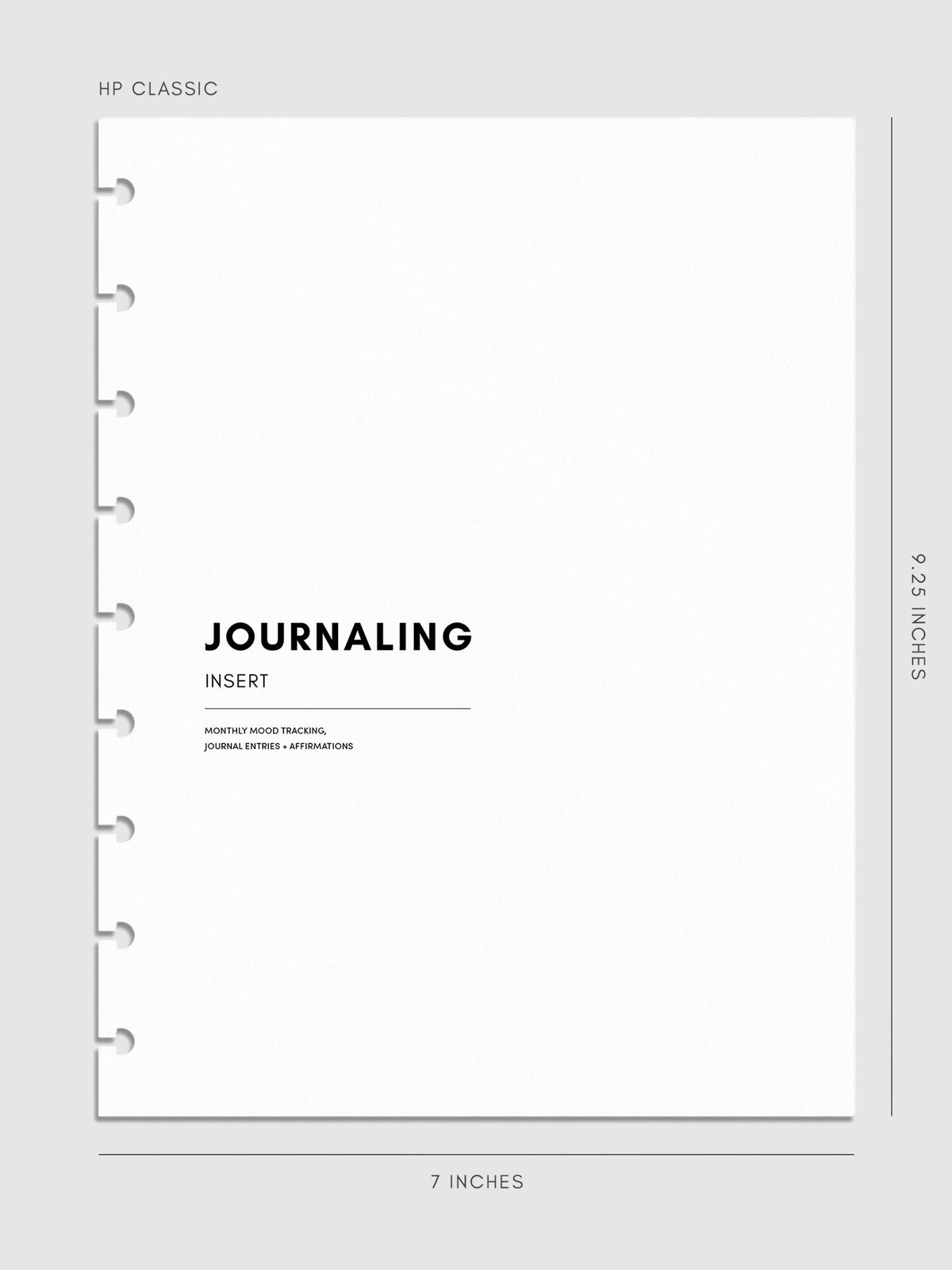 Digital mockup of insert in HP Classic sizing.