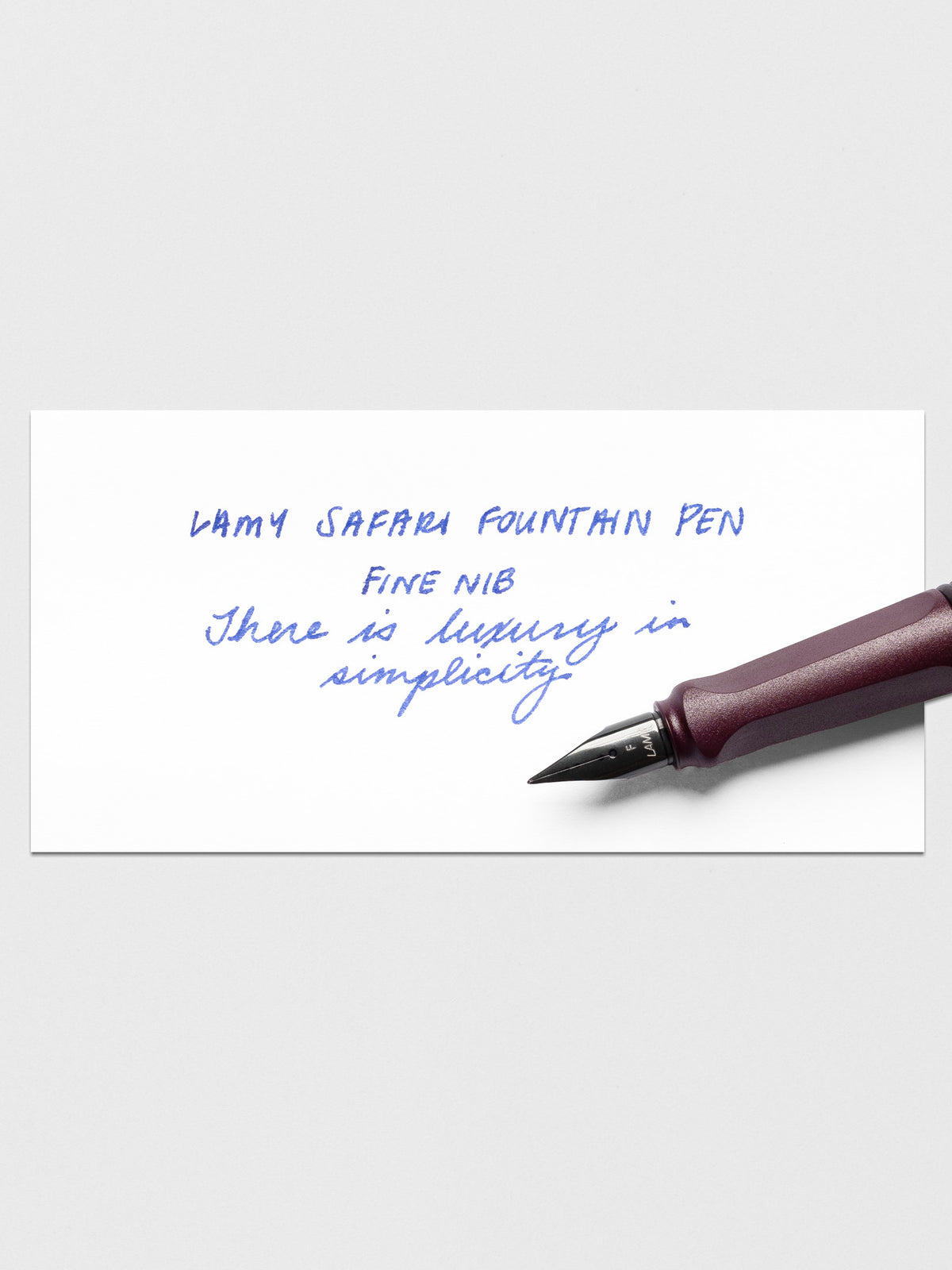 Handwritten writing sample using the Lamy Safari Fountain Pen in Scarlett with a Fine nib.
