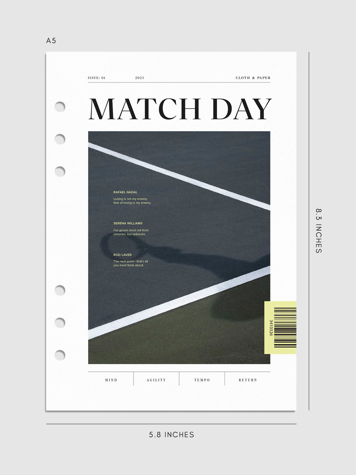 Digital mockup of Match Day dashboard in A5.