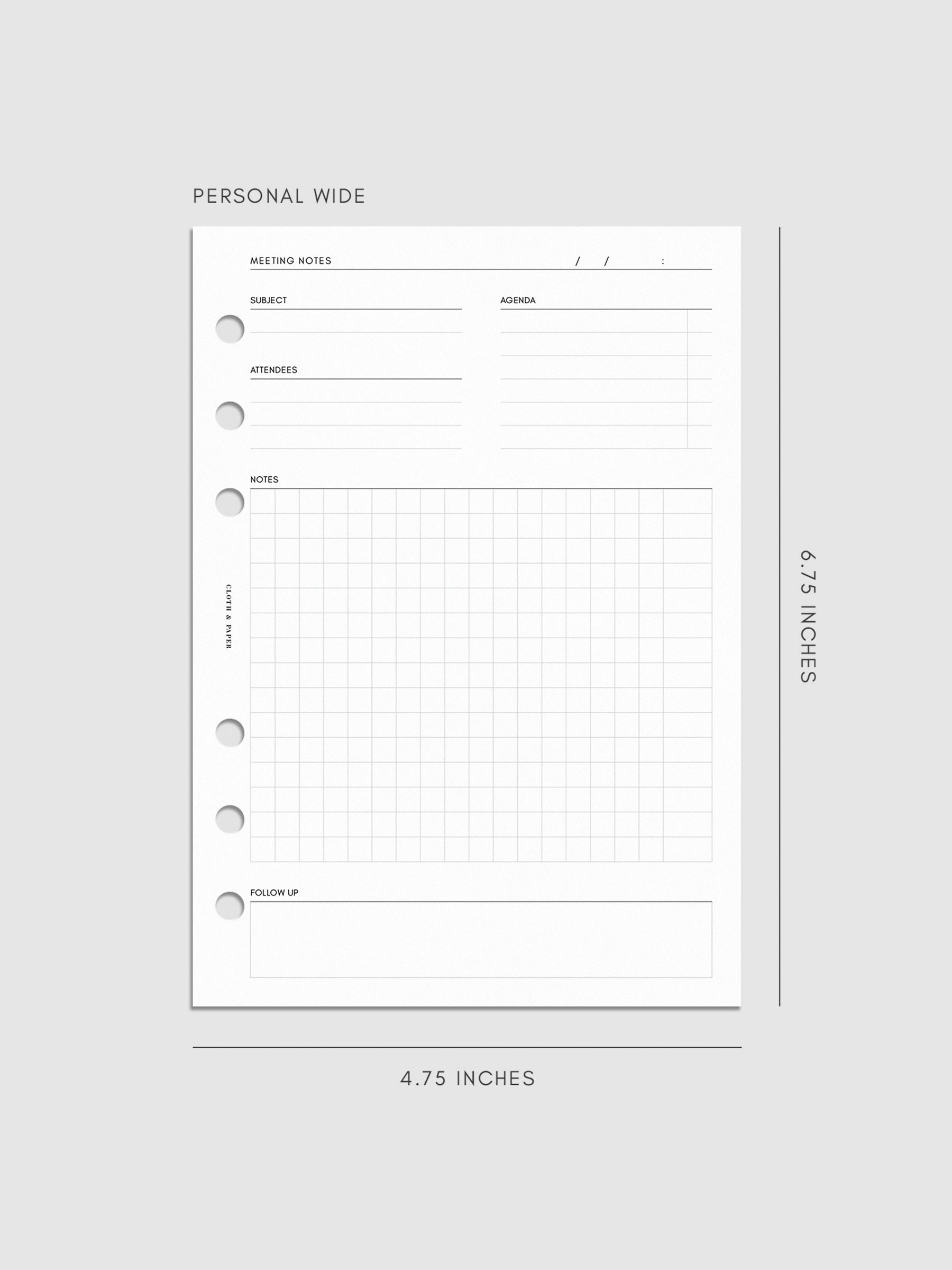 Digital mockup of inserts in Personal Wide.