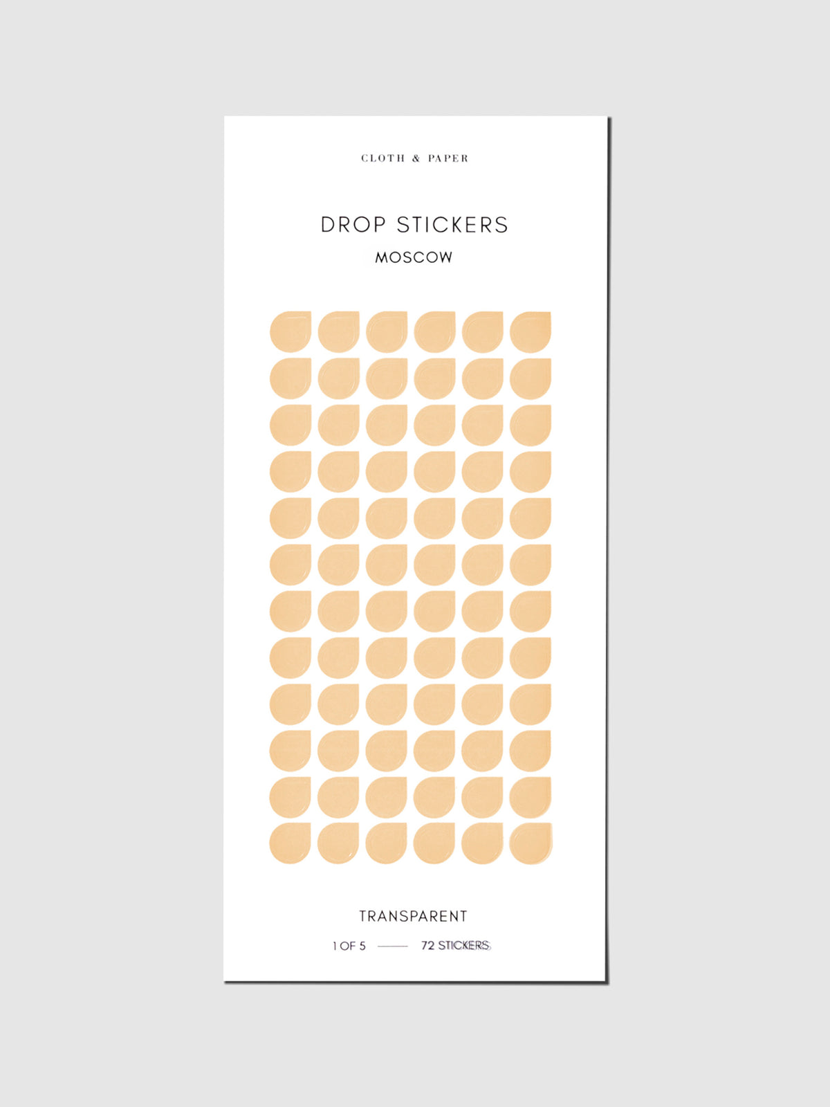 Sticker sheet displayed on a neutral background. Sticker size shown is small, color shown is Moscow.