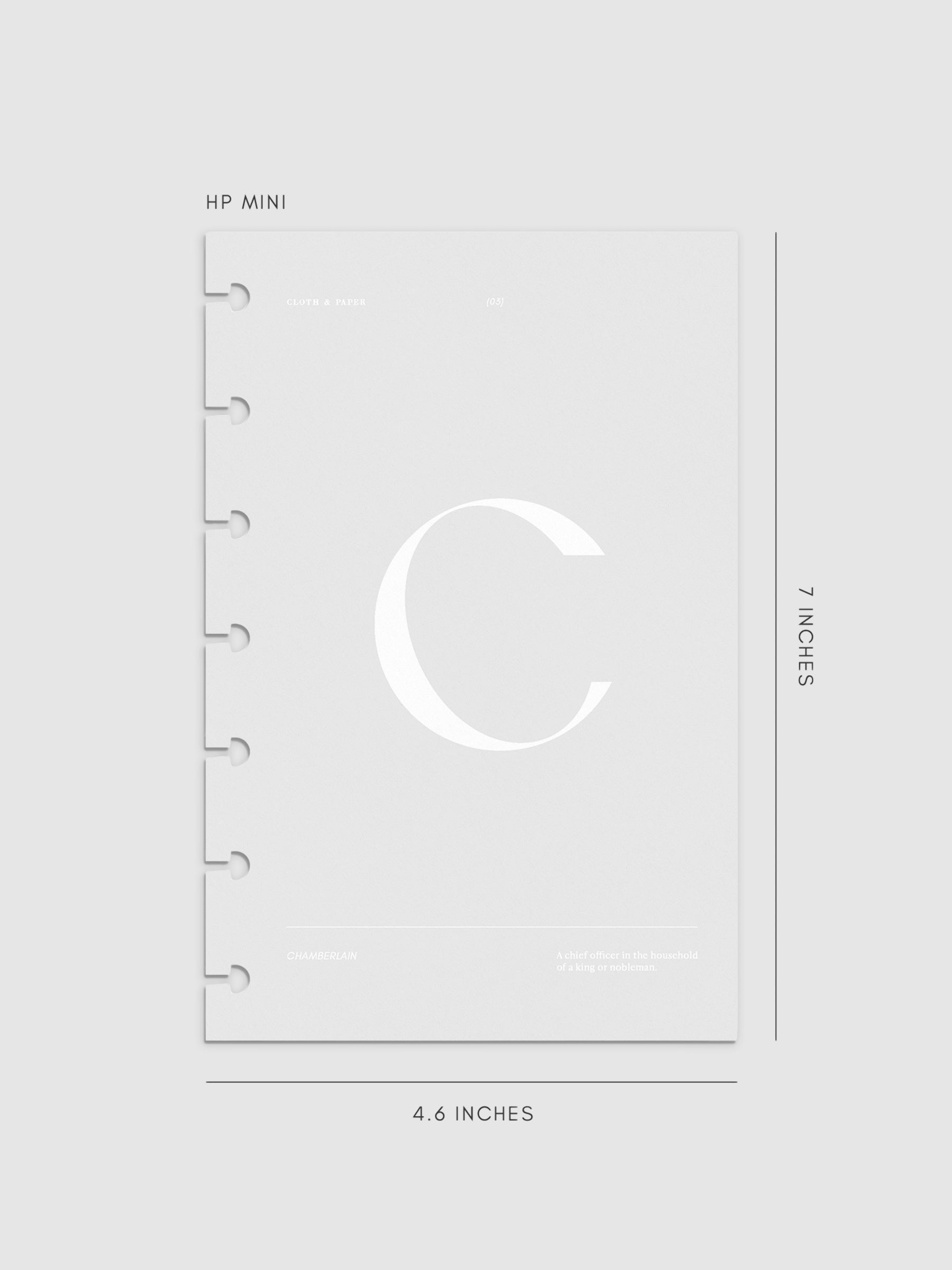 Monogram Vellum Planner Dashboard C in HP Mini displayed on a neutral background.