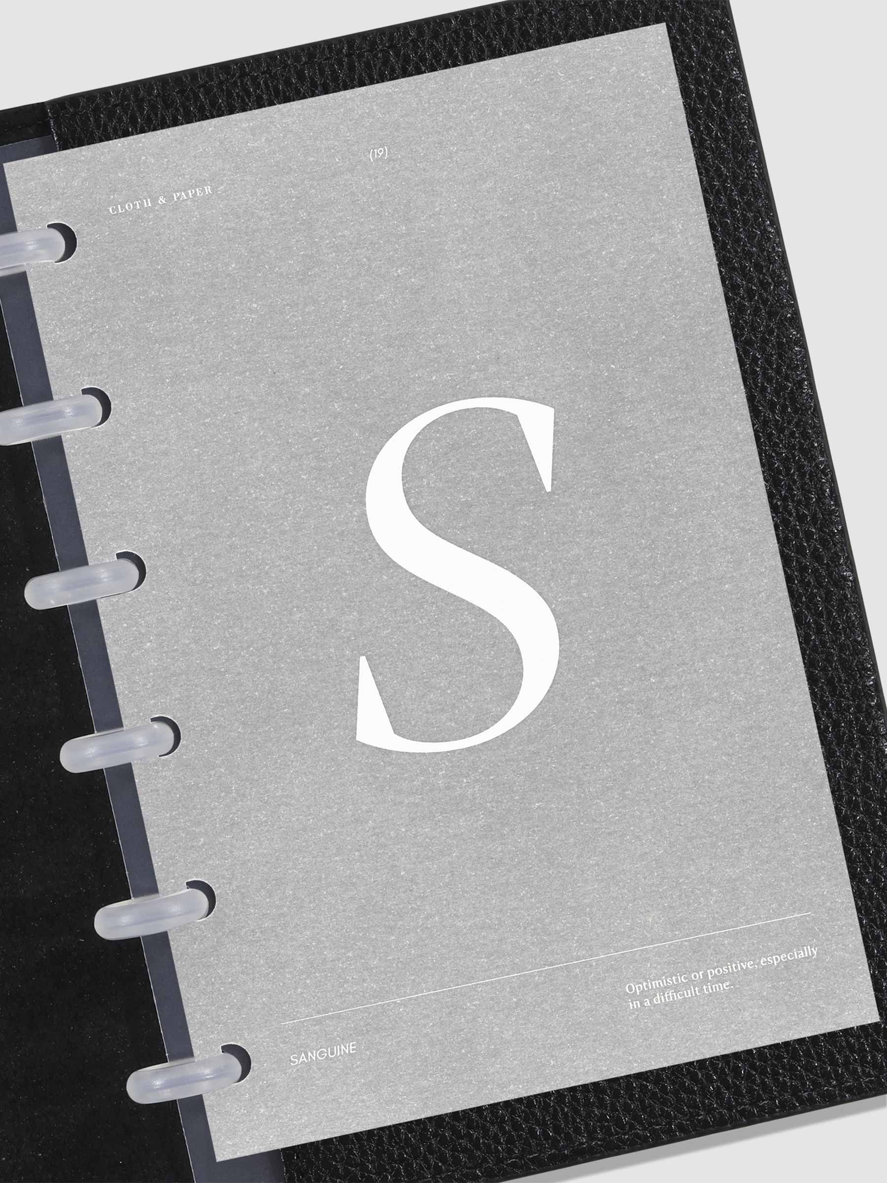 Monogram Vellum Planner Dashboard S in use in a leather planner.