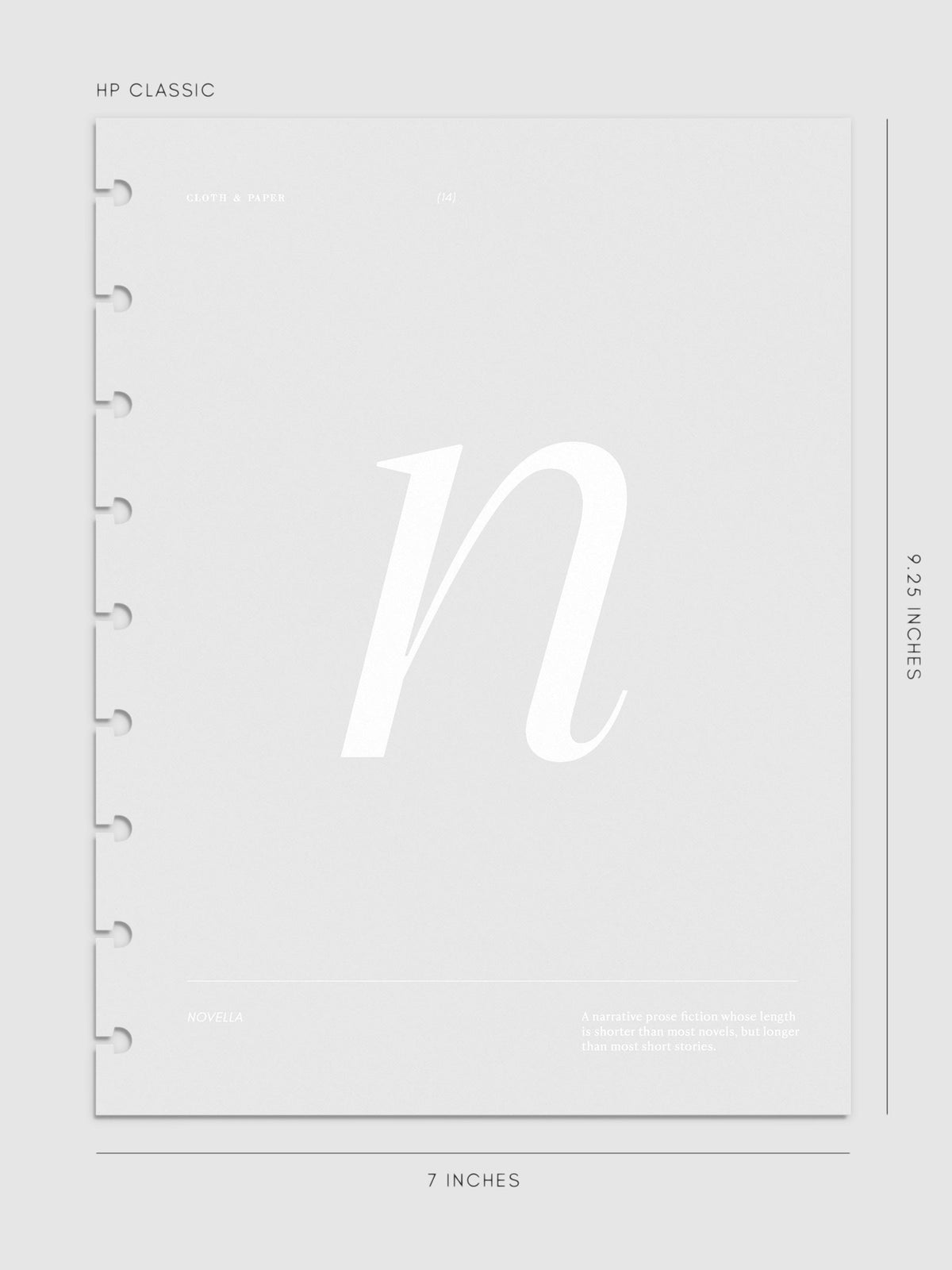 Monogram Vellum Planner Dashboard N in HP Classic displayed on a neutral background.