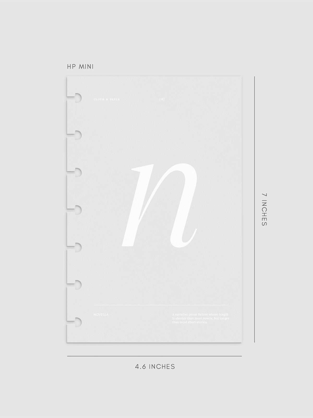 Monogram Vellum Planner Dashboard N in HP Mini displayed on a neutral background.