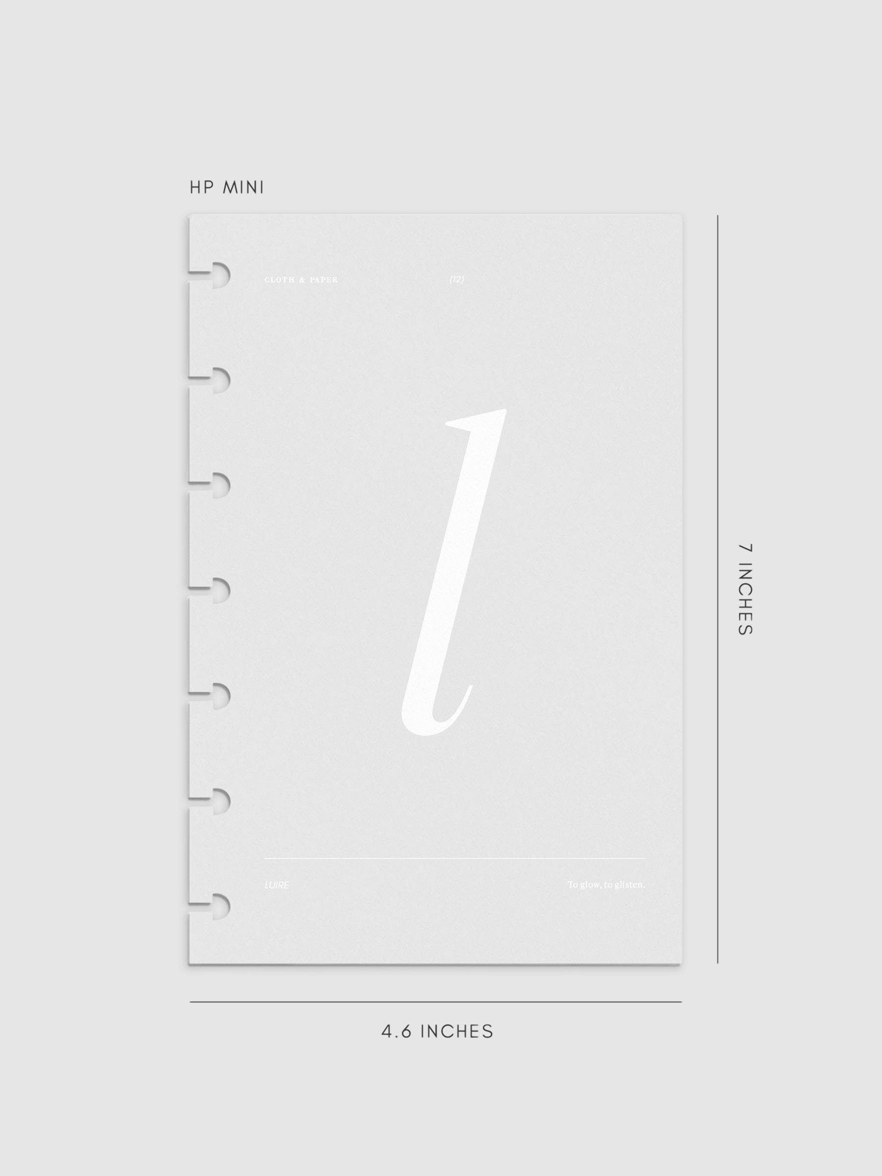 Monogram Vellum Planner Dashboard L in HP Mini displayed on a neutral background.