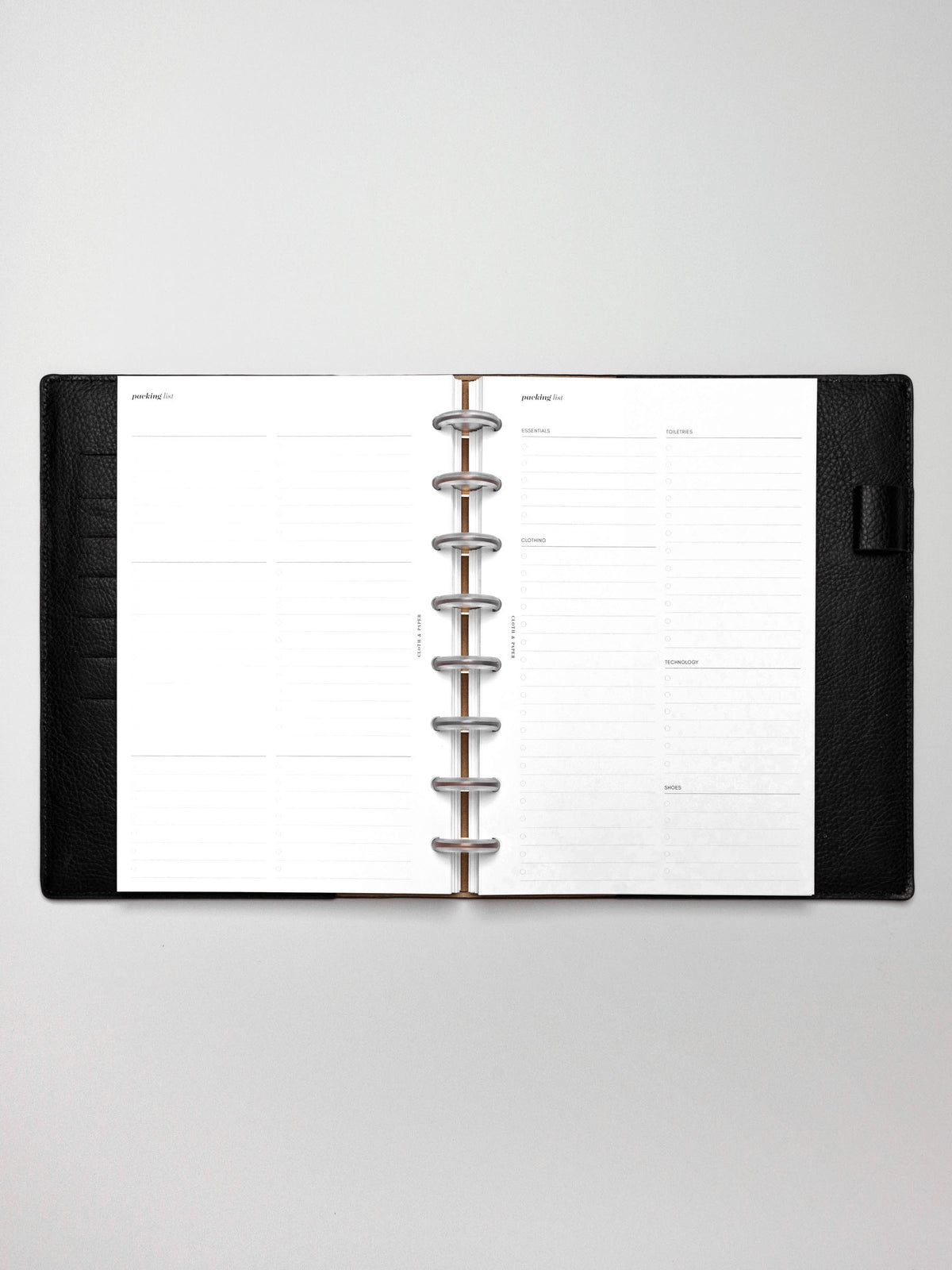 Insert in use inside a black leather planner.