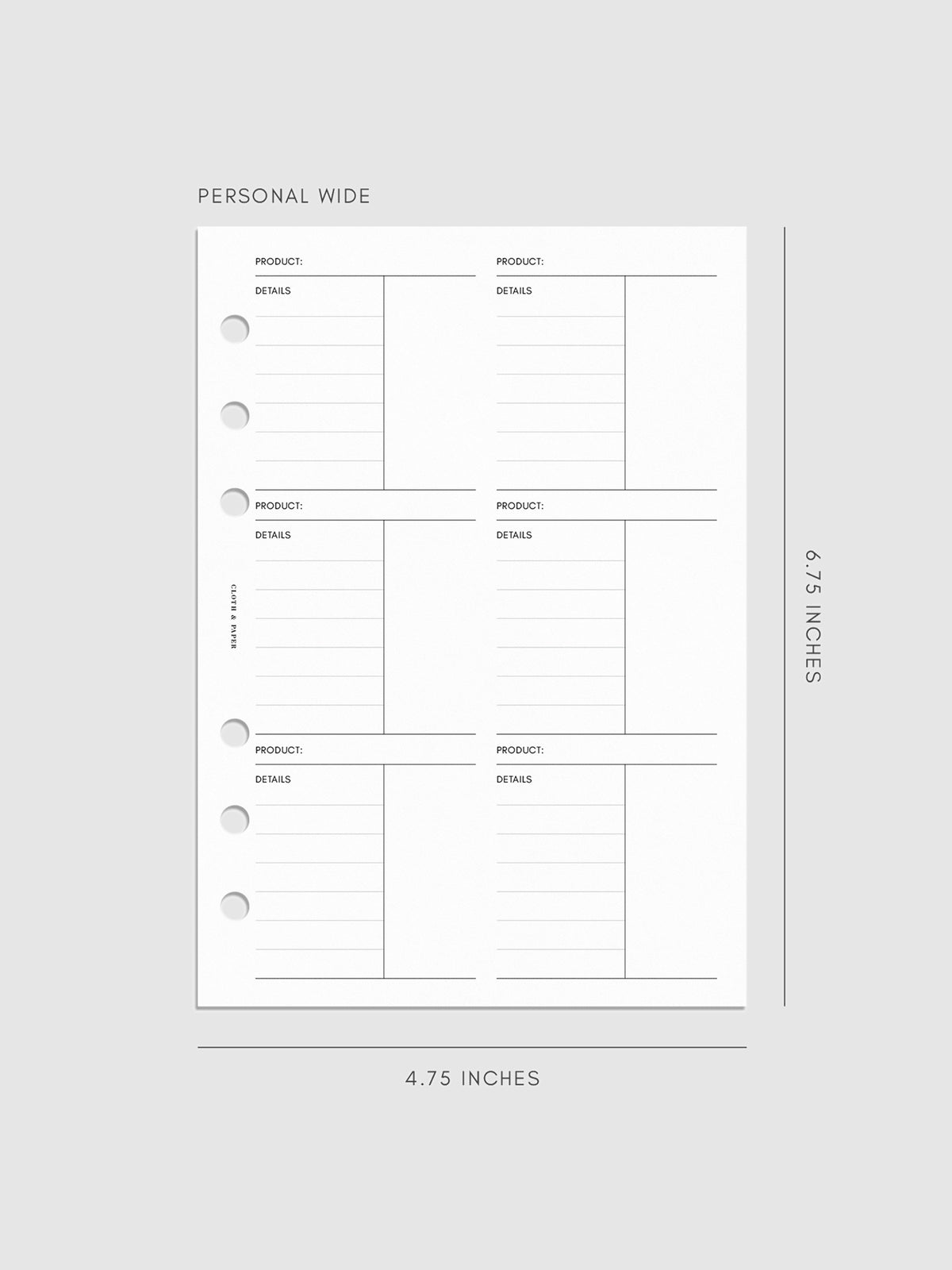 Digital mockup of inserts in Personal Wide sizing.