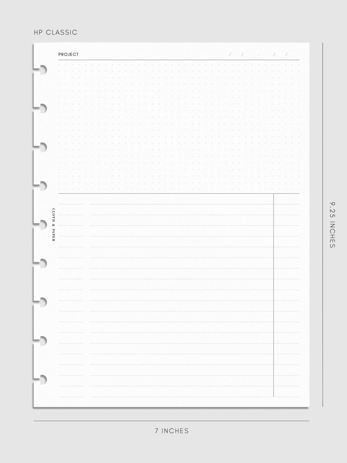Digital mockup of insert sized in HP Classic.