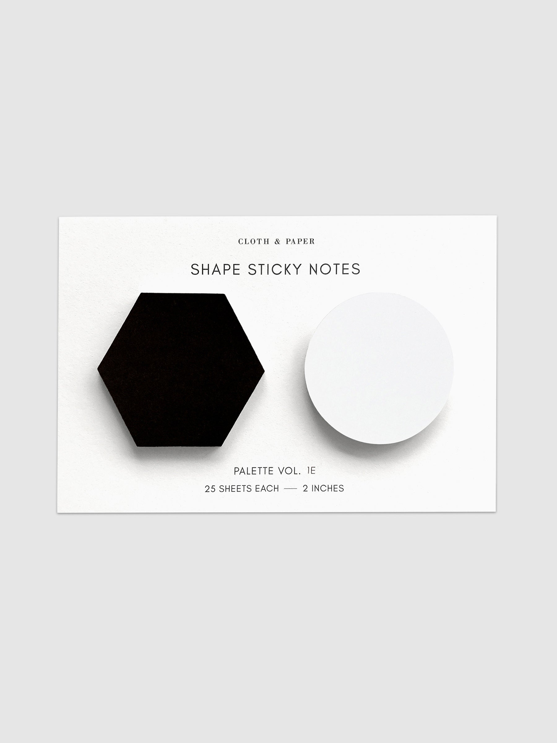 Shape Sticky Note Set, Avant Garde and Aspen, Cloth and Paper. Sticky notes against a neutral background.