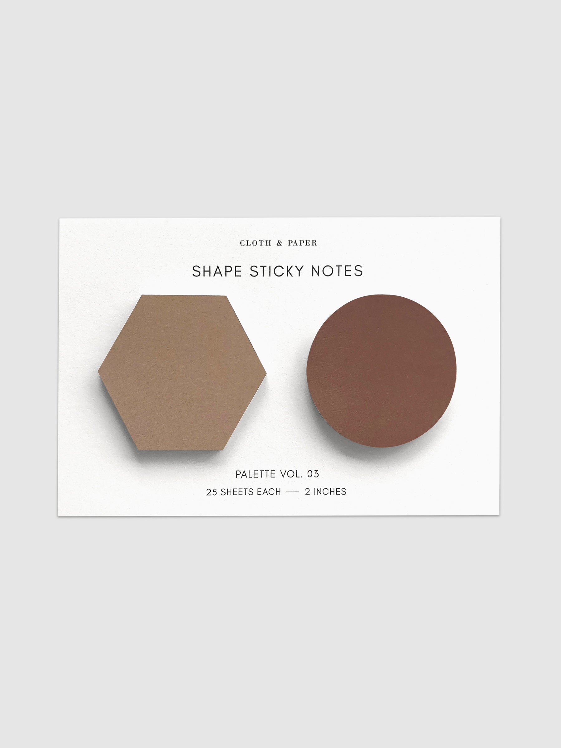 Shape Sticky Note Set, Moscow and Saddle, Cloth and Paper. Sticky notes against a neutral background.