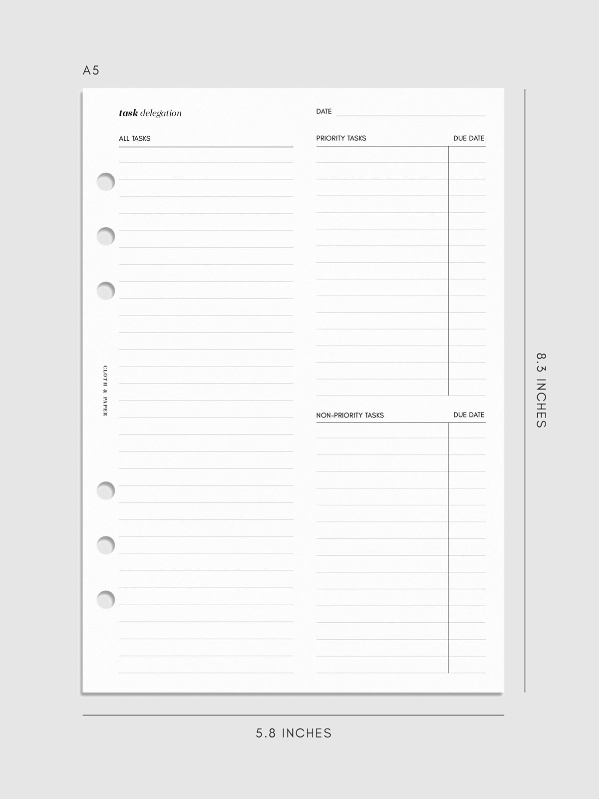 Digital mockup of insert in A5 sizing.