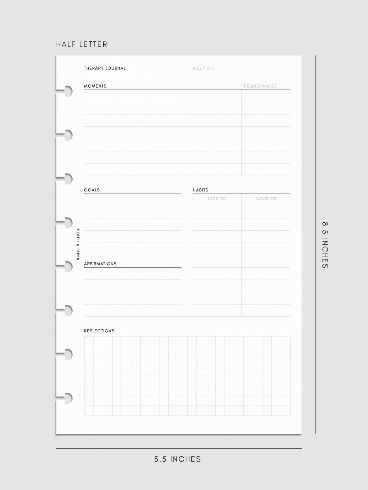 Digital mockup of insert in Half Letter.