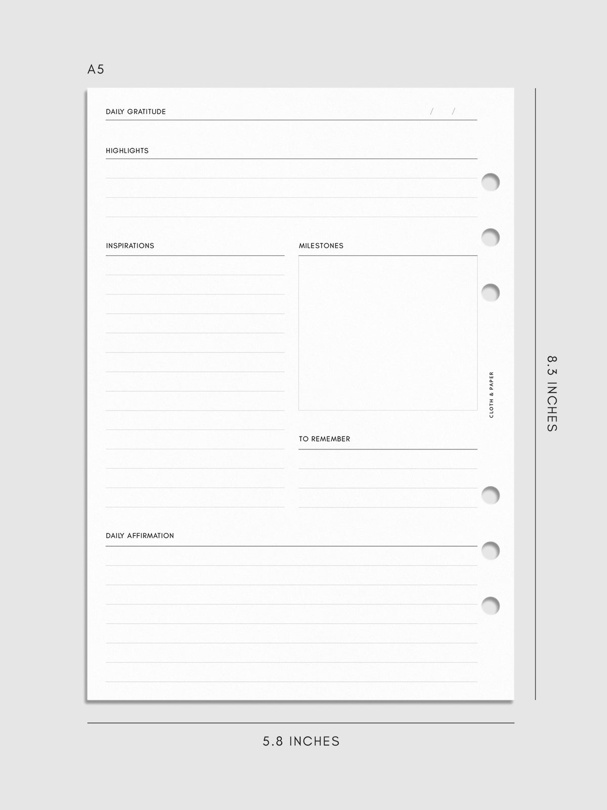 Digital mockup of insert in A5.