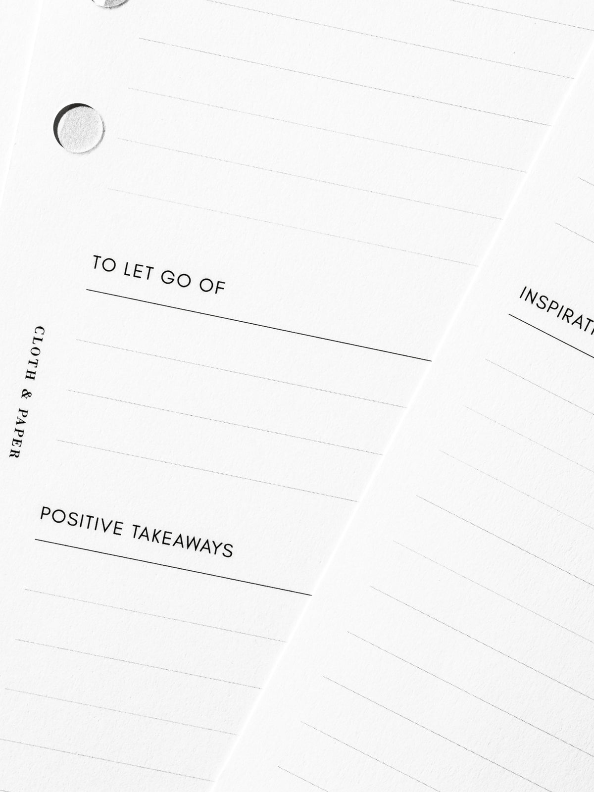 Closeup of inserts. Two sheets are layered over each other.